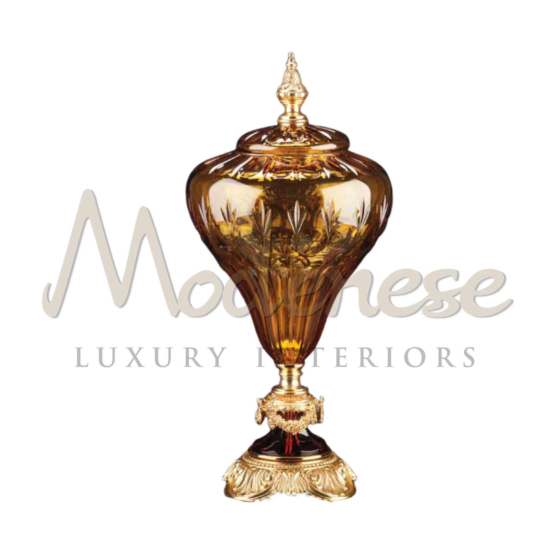 Modenese Designer Tall Glass Vase, epitome of high-end sophistication and unique design, perfect for luxury and classic interior settings.






