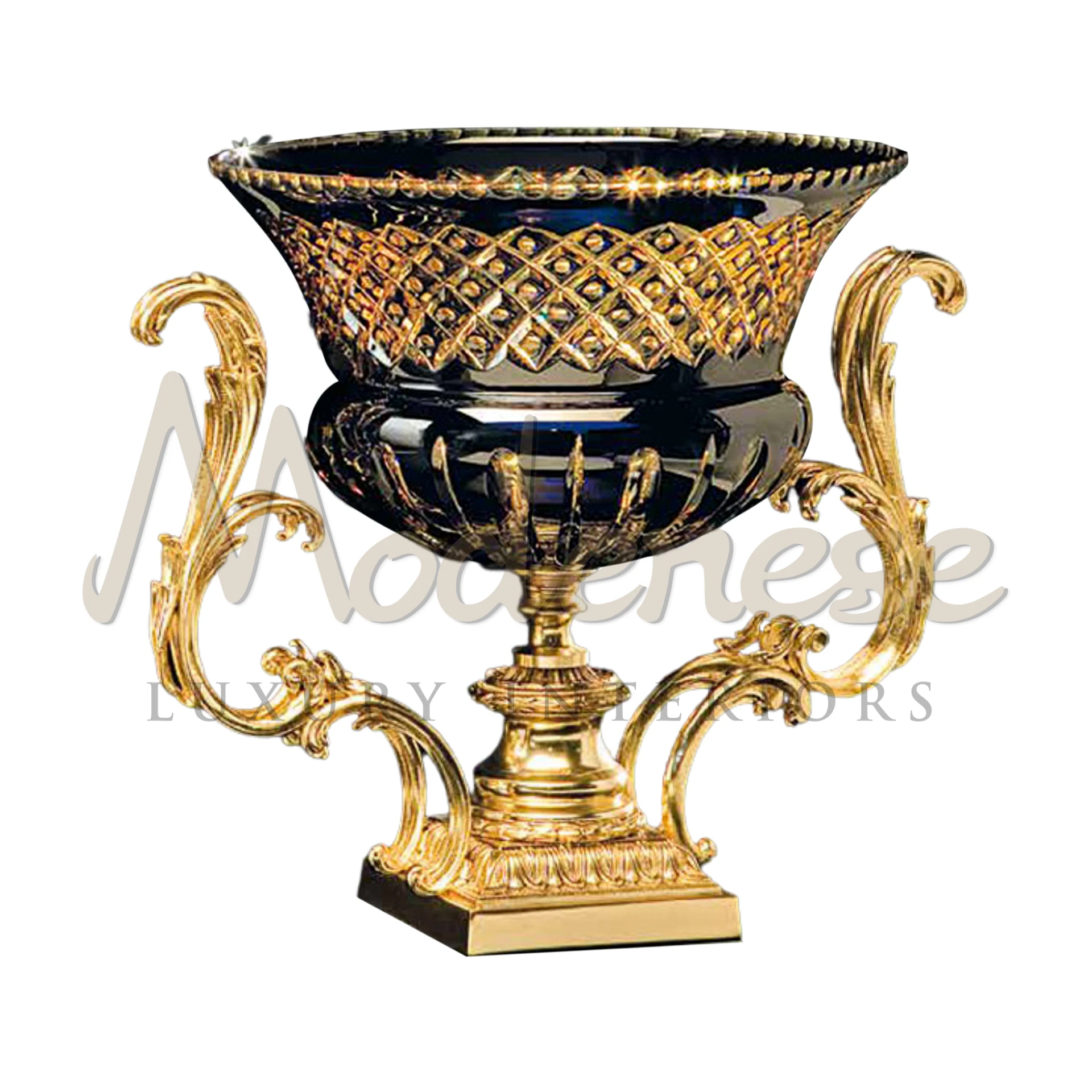 Handcrafted Gorgeous Black Glass Bowl by Modenese, with a luxurious glossy finish, perfect for making a bold statement in baroque interiors.






