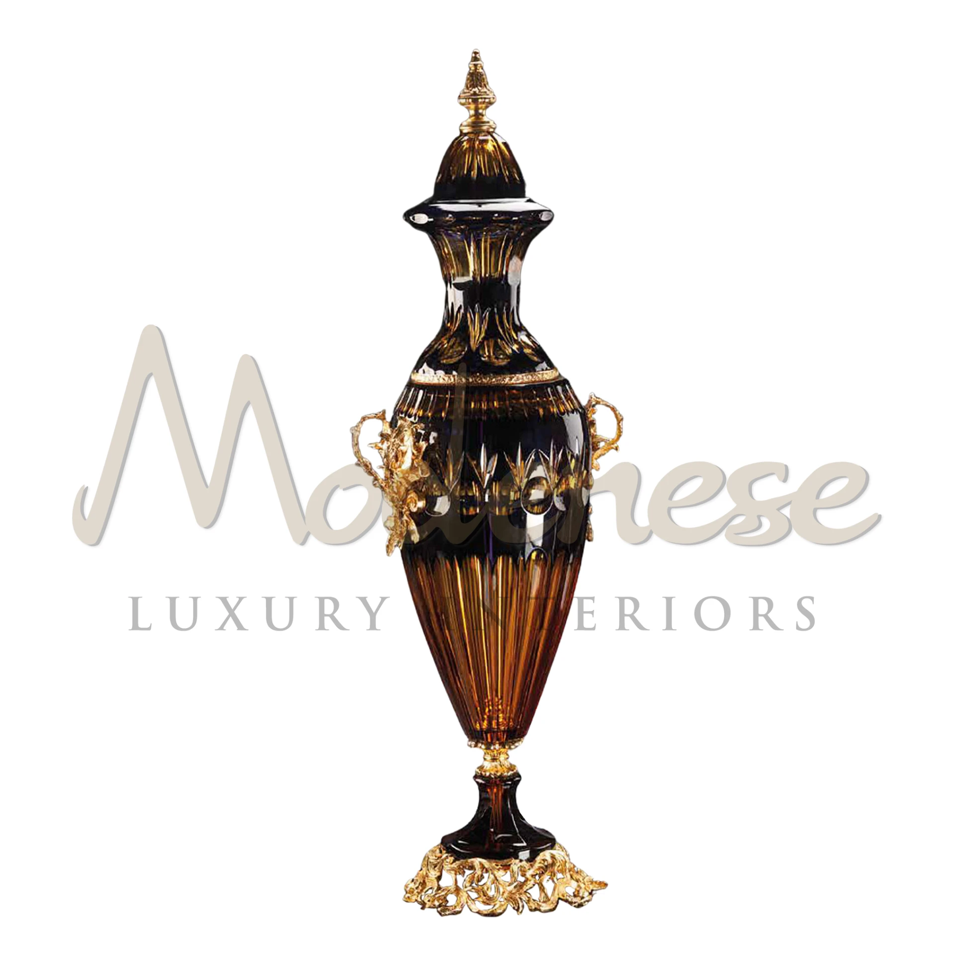 Elegant Tall Glass Amphora by Modenese, with a refined ancient Greek design, perfect for adding timeless beauty to luxury interiors.






