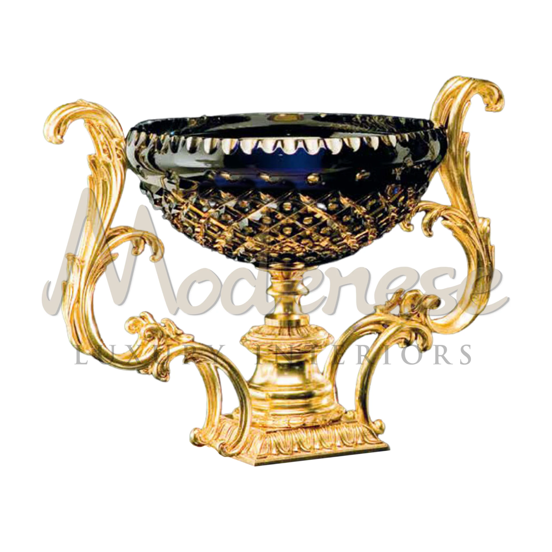 Rococo Style Luxury Bowl by Modenese, epitomizing luxury interior design with ornate detailing in glass and crystal.