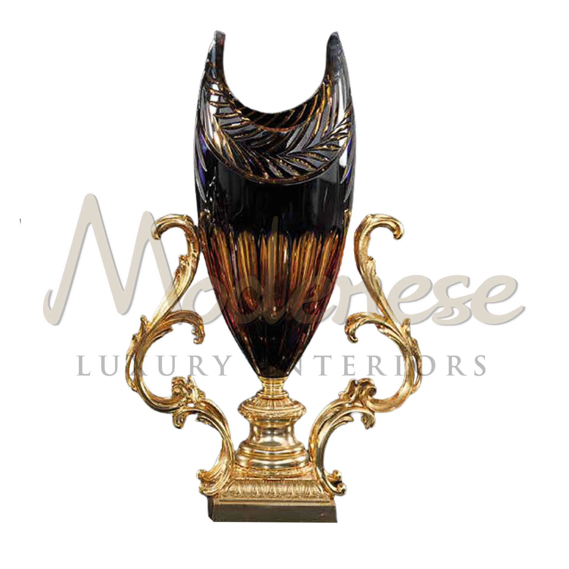 Elegant Traditional Figured Vase by Modenese, with luxury craftsmanship and classic patterns in high-quality glass.