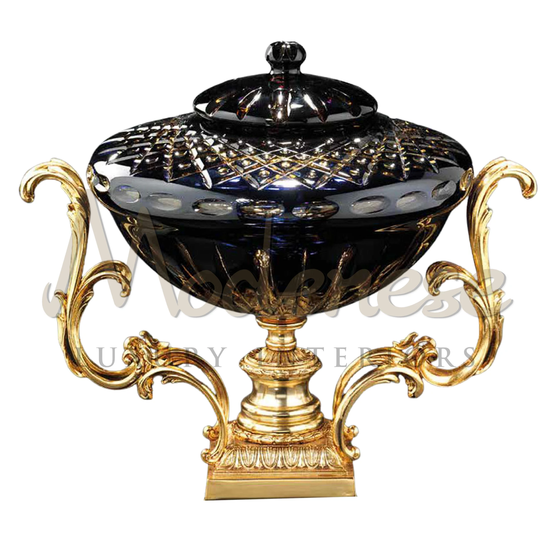 Luxurious Royal Black Vase by Modenese Furniture, blending traditional elegance with high-quality craftsmanship for classic interiors.
