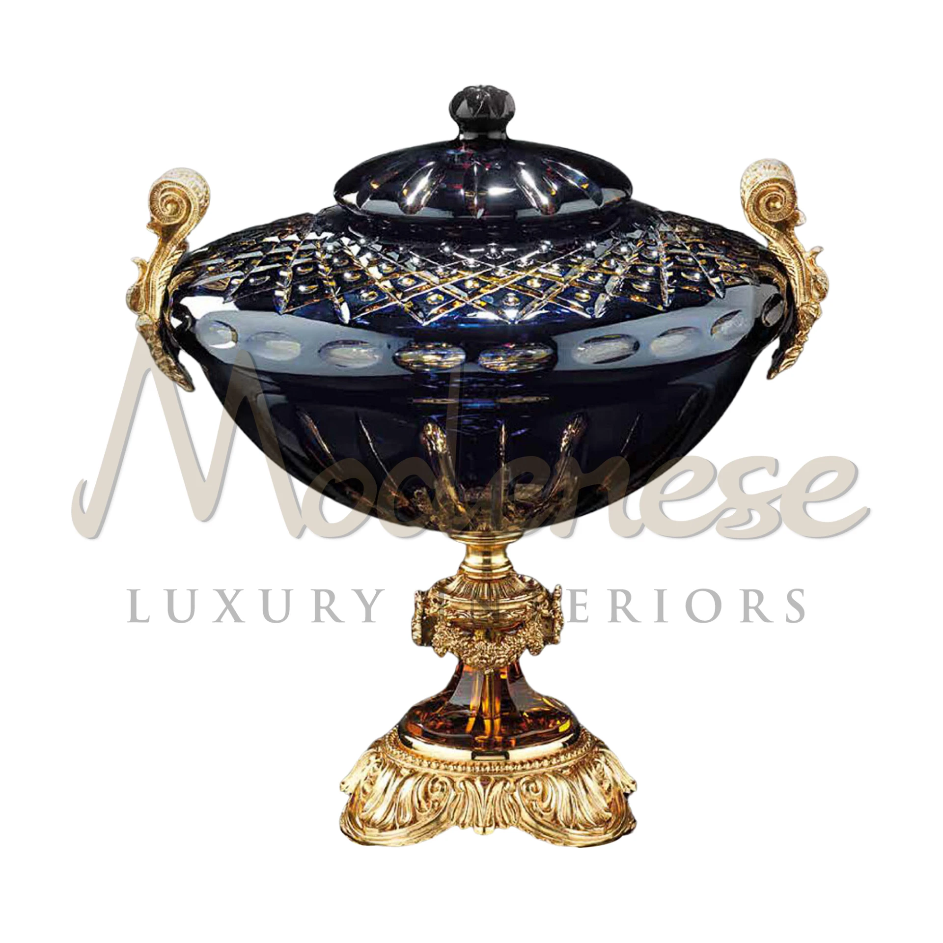 Intricately detailed Classical Glass Vase by Modenese, a statement piece for any luxury interior with its handcrafted elegance.