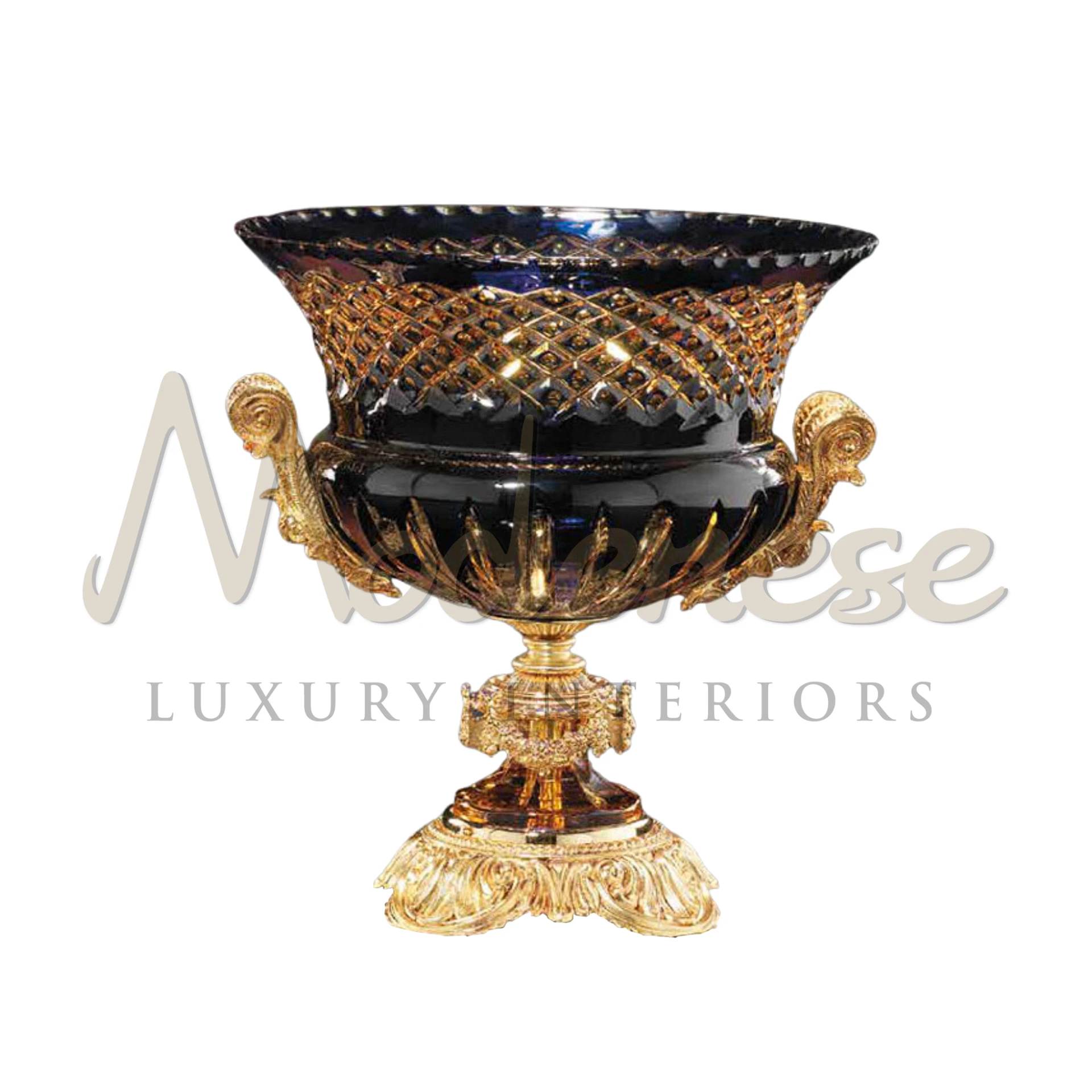 Traditional Black Glass Bowl, classic and timeless design, versatile for luxury and sophisticated interior settings.