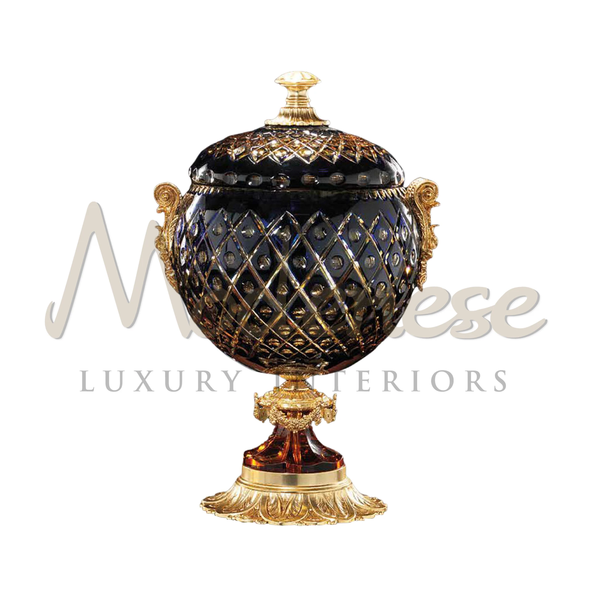 Victorian Black Glass Box by Modenese, featuring a classic design in dark glass, perfect for adding luxury to any interior.
