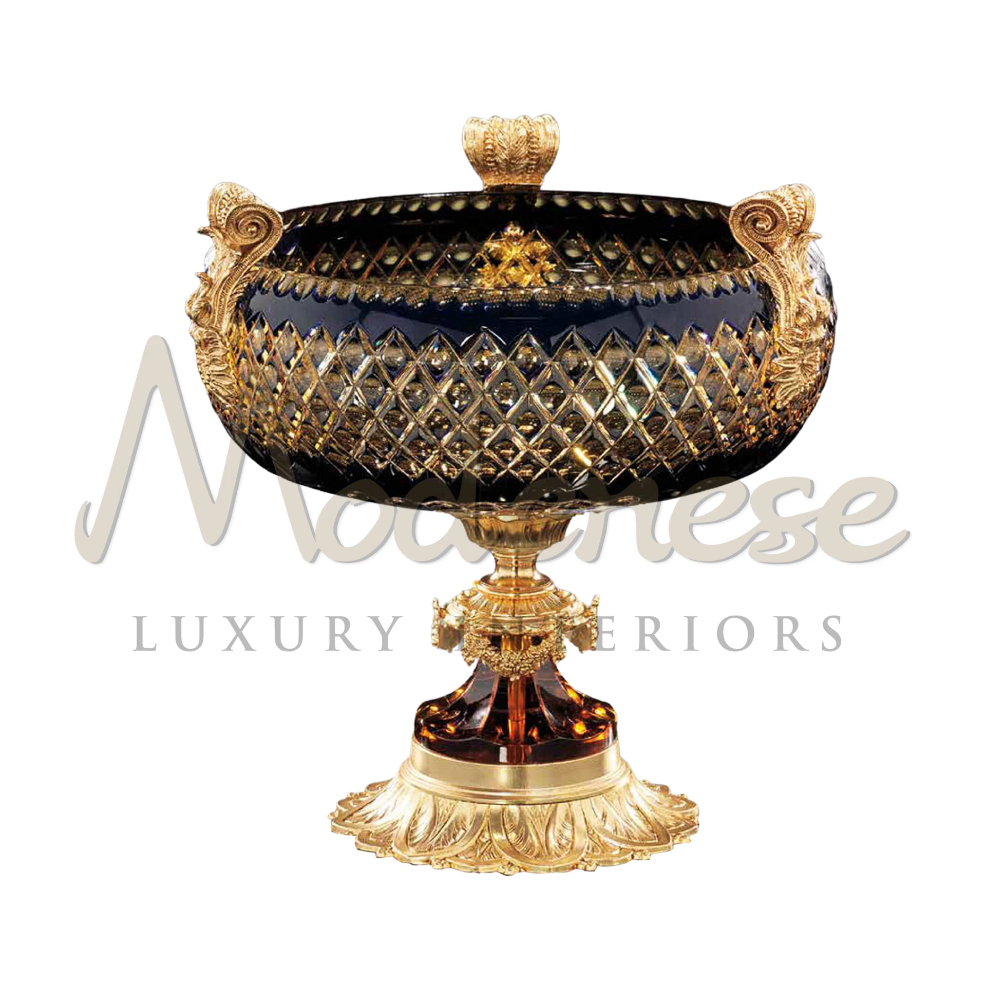 Victorian Black Glass Bowl by Modenese, exuding vintage luxury with its high-quality design, ideal for sophisticated interiors.