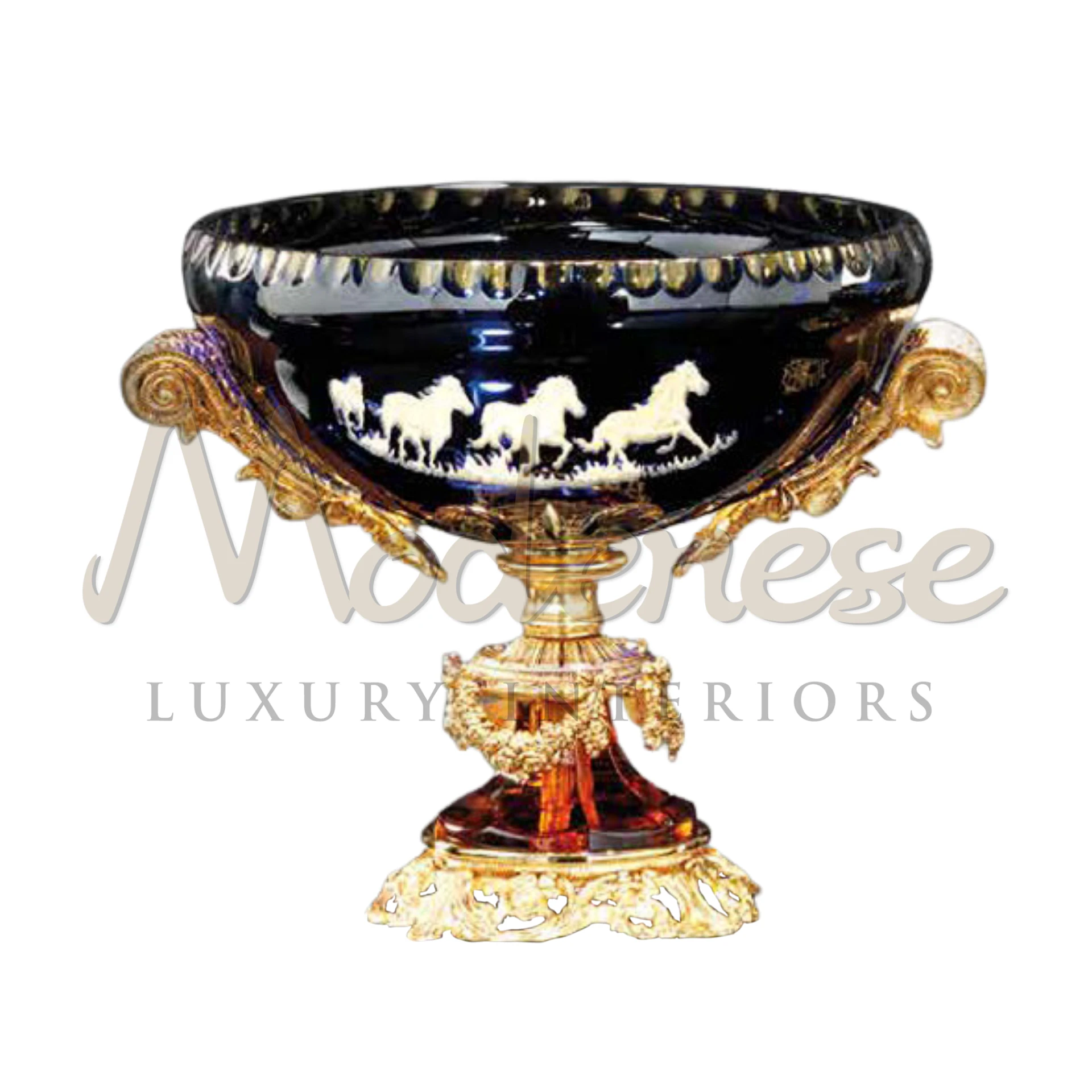Traditional tall dark glass bowl in classic style, a sophisticated luxury vase for elegant interiors.