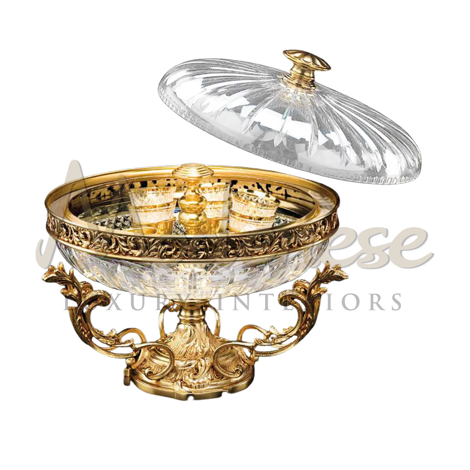 Modenese Classical Luxury Closed Bowl, a blend of traditional design and luxury craftsmanship, perfect for elegant interiors.