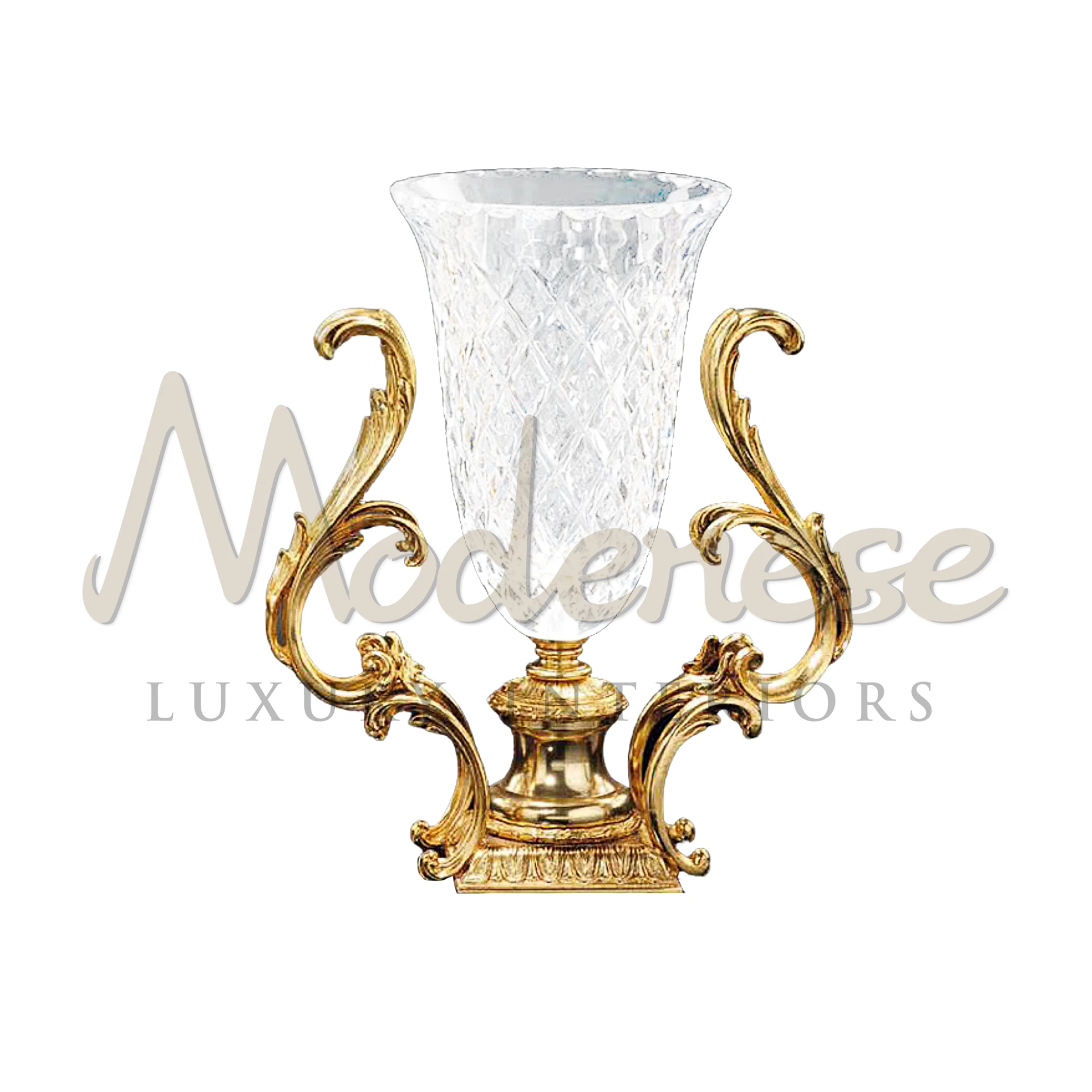 Luxury Tall Crystal Vase by Modenese, embodying timeless design and exceptional quality for a touch of luxury in any interior.