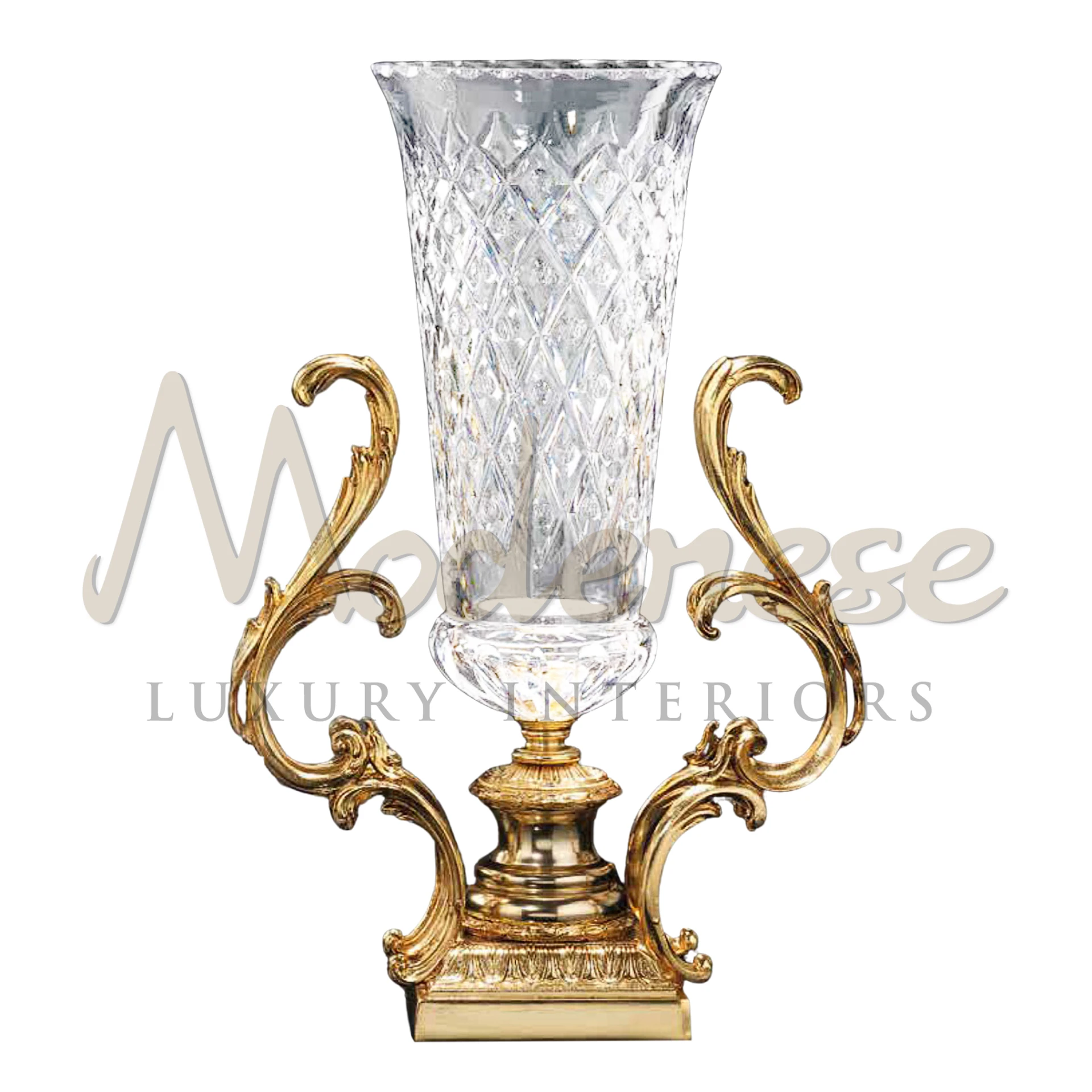 Luxury Tall Glass Vase, versatile for fresh flowers or as a decorative item, bringing glamour and elegance to any setting.