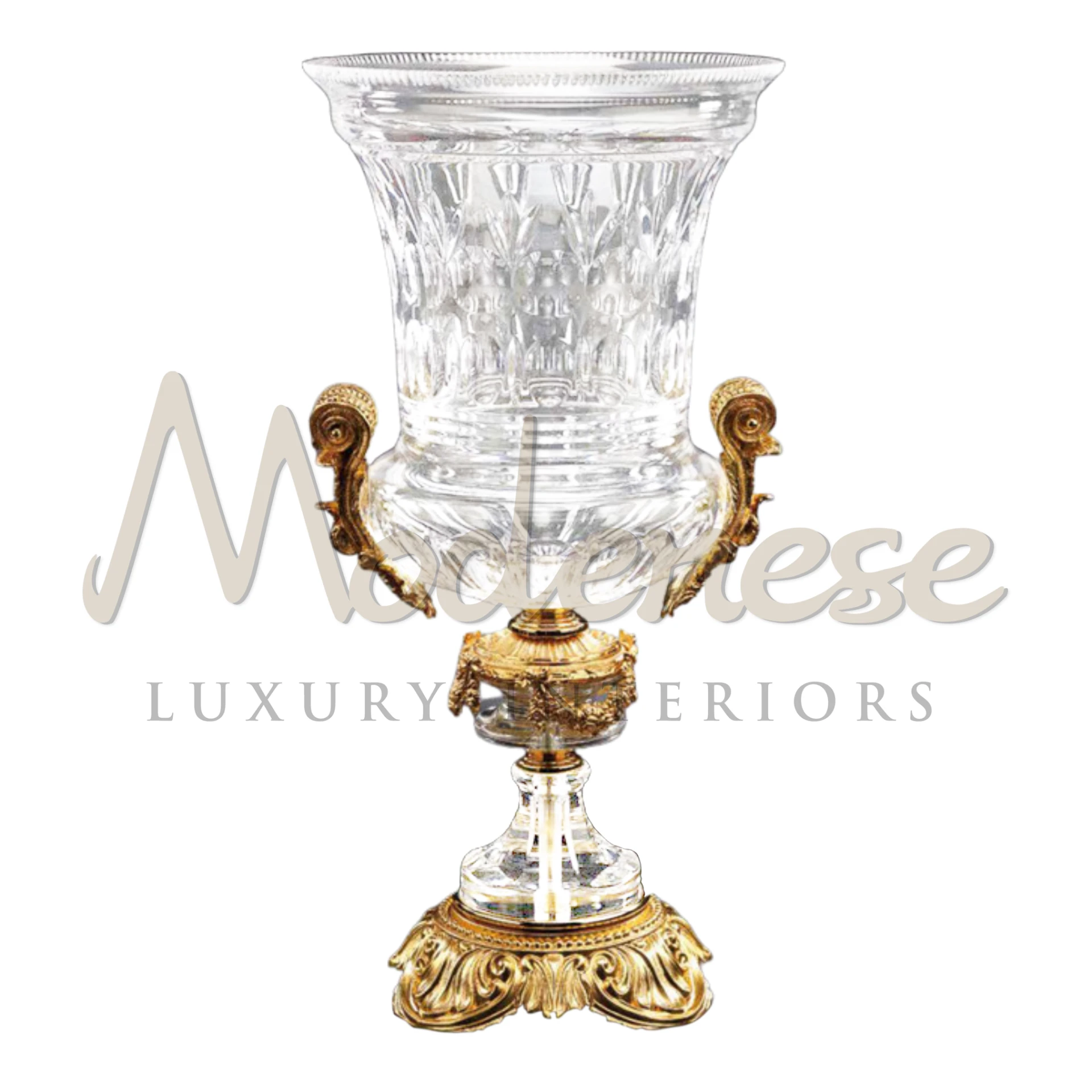 Royal Crystal Vase by Modenese, exuding luxury and elegance with high-quality crystal and intricate detailing.