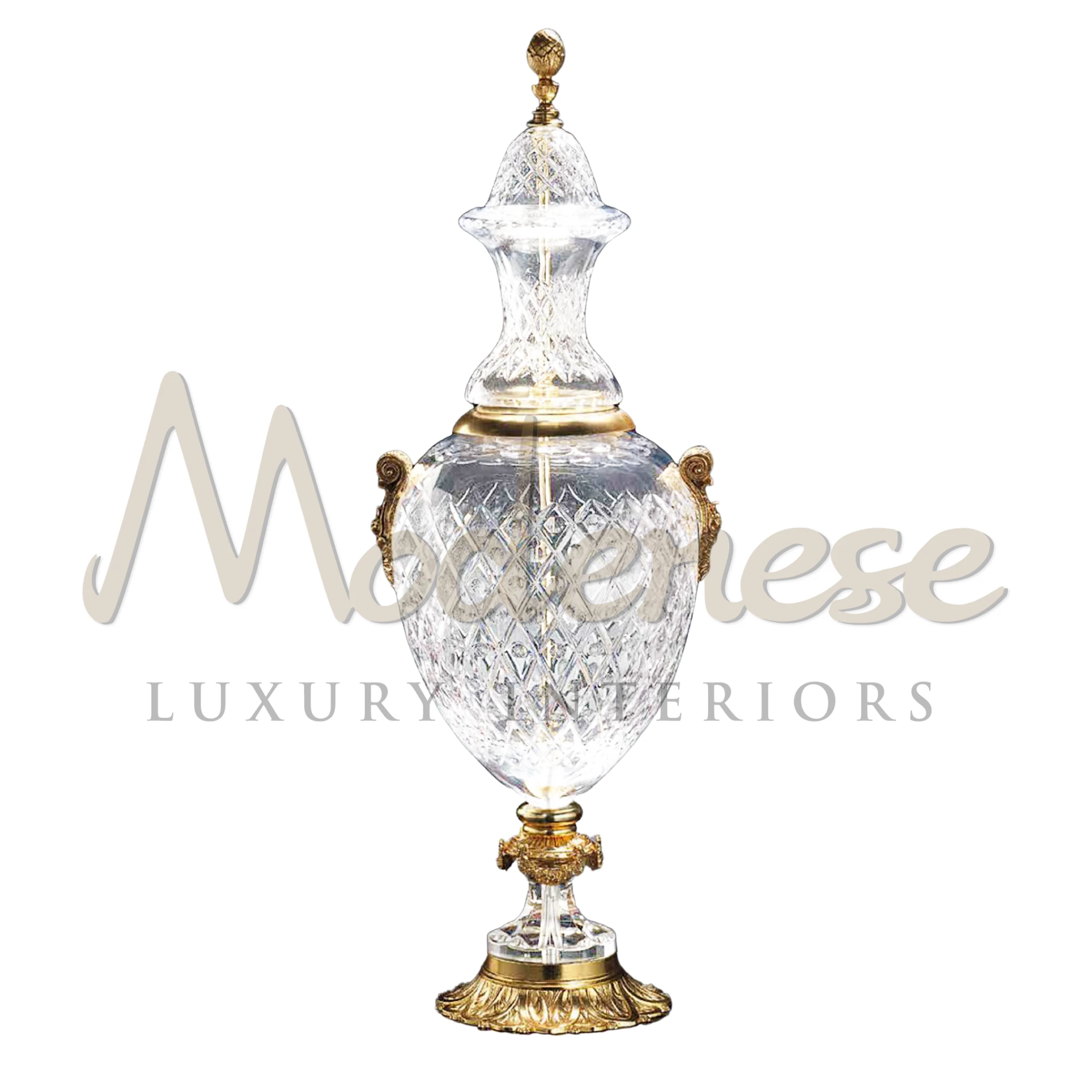 Giant Tall Crystal Amphora, embodying luxury with high-quality crystal and intricate detailing, perfect for making a grand statement.
