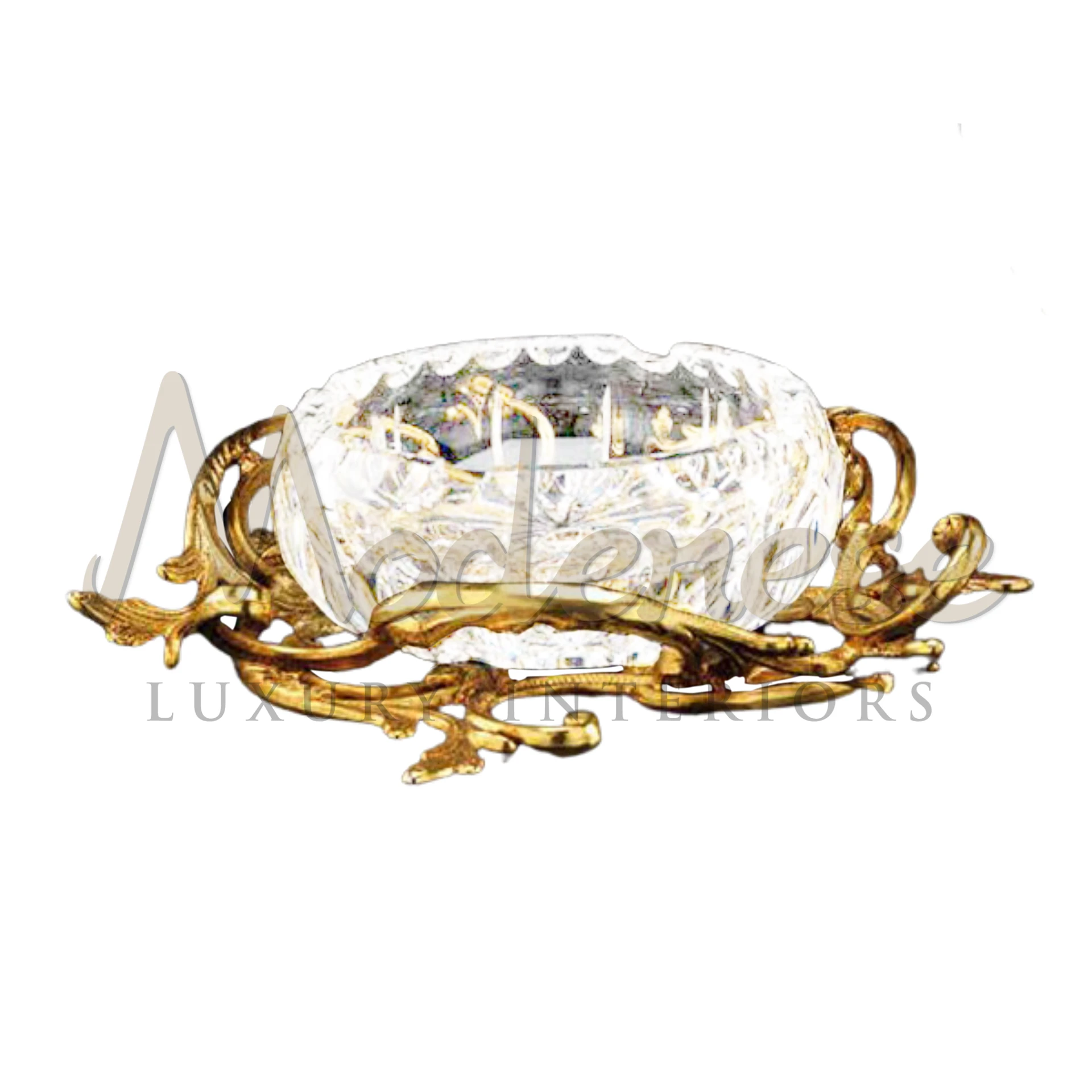 Exquisite Crystal Bowl, a luxury vase in baroque style, ideal for interior designers enhancing classic and luxury interiors.