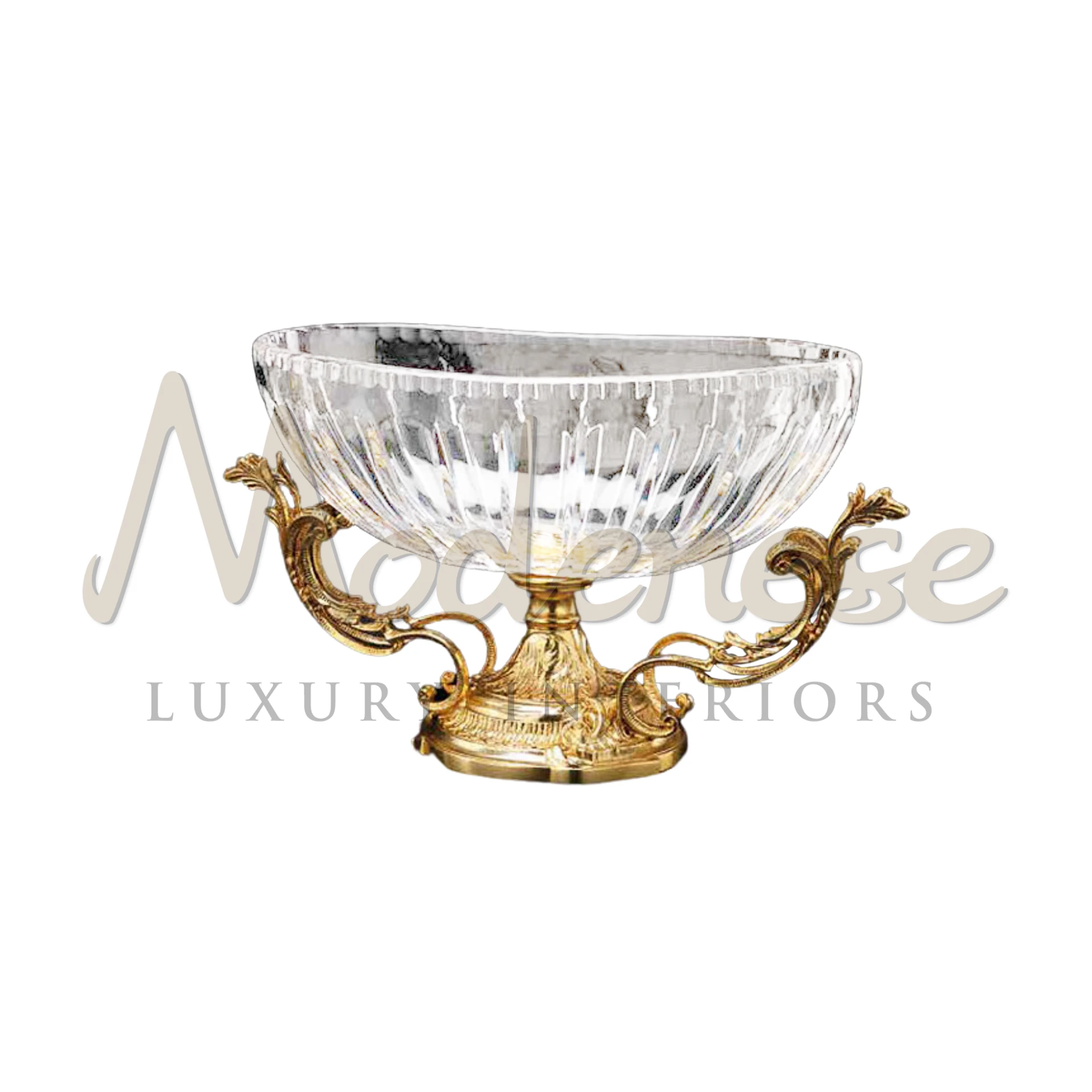 Modenese Furniture's Classical Crystal Bowl, a high-quality glass vase showcasing classic style and luxury interior design.