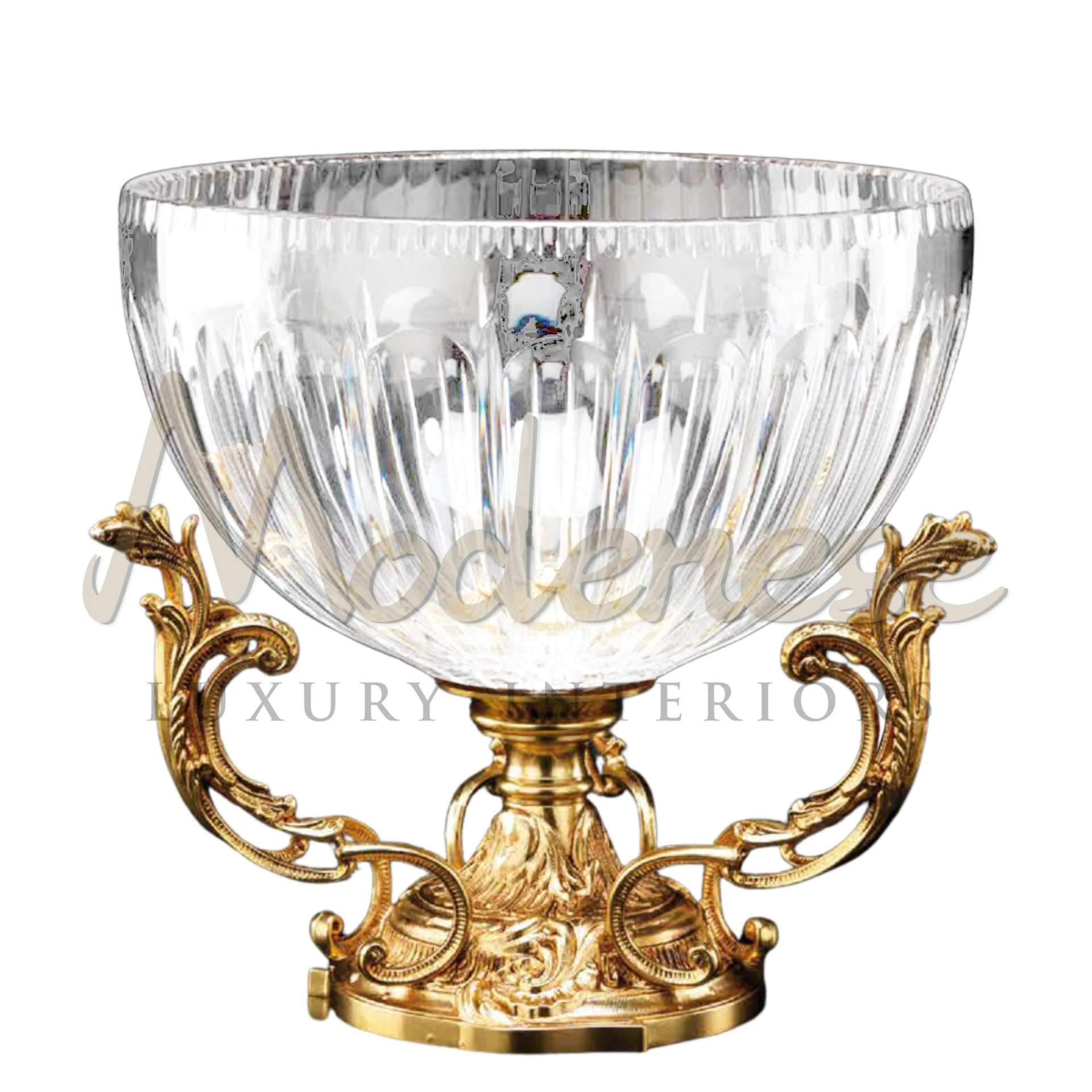 Gorgeous Crystal Bowl, a luxury glass vase with intricate floral and geometric patterns, perfect for baroque and classic styled luxury interiors.