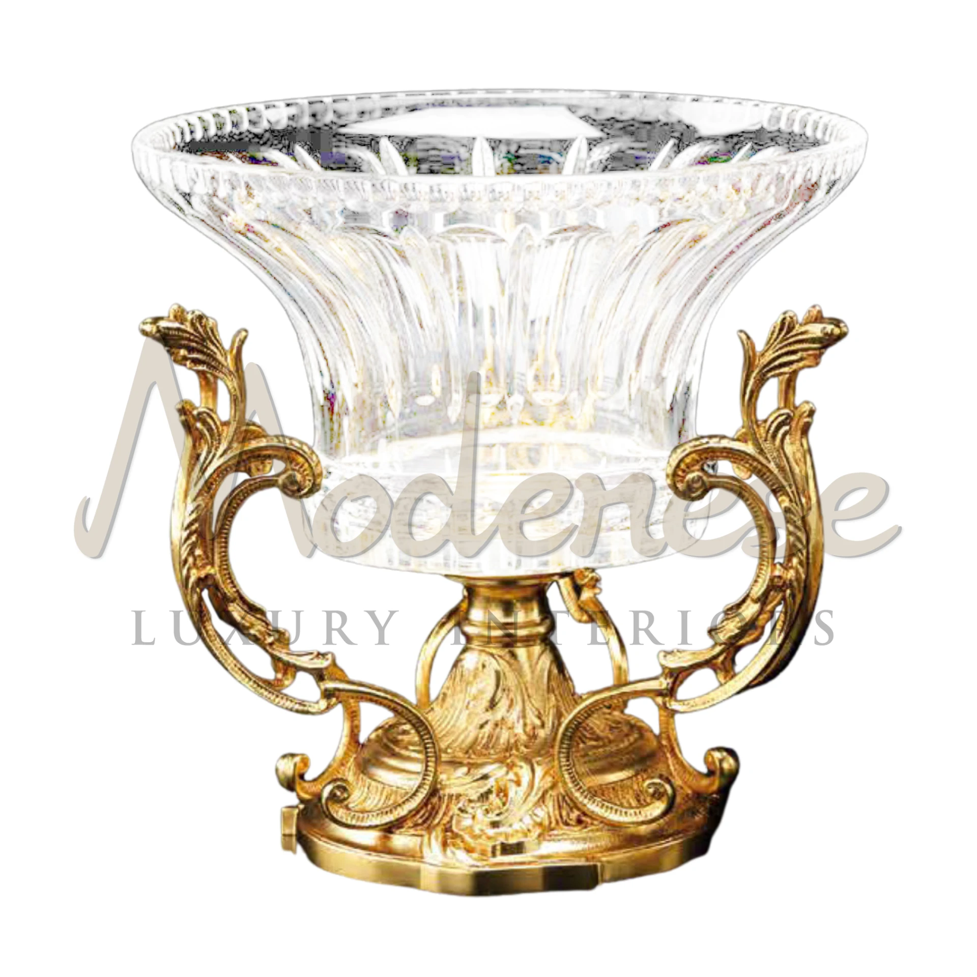 Elegant Design Crystal Vase, a luxury glass vase with intricate detailing, ideal for sophisticated interior design in baroque or classic style.