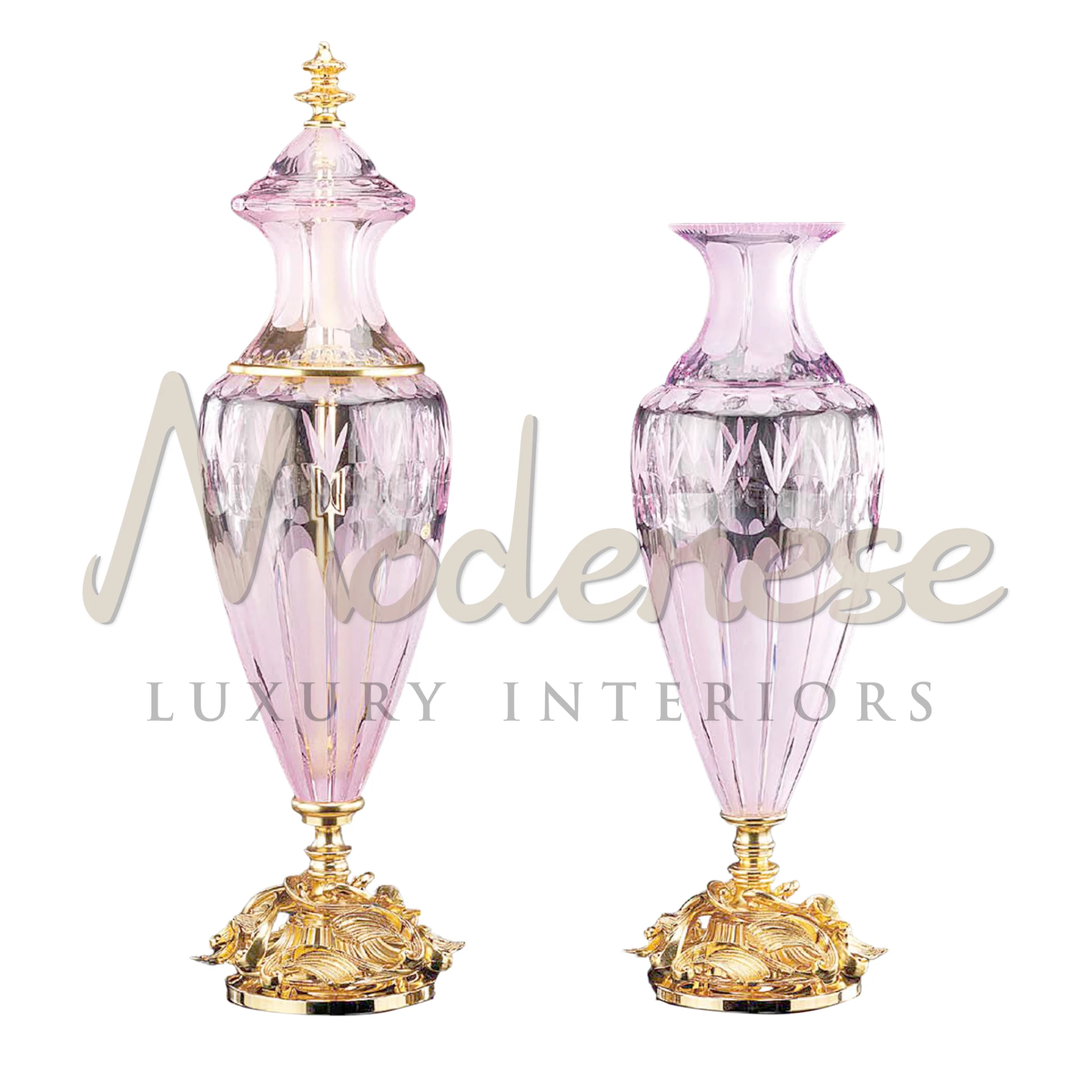Imperial Tall Pink Vase, regal and luxurious in design, perfect for adding a sophisticated and elegant touch to luxury and classic interior settings.