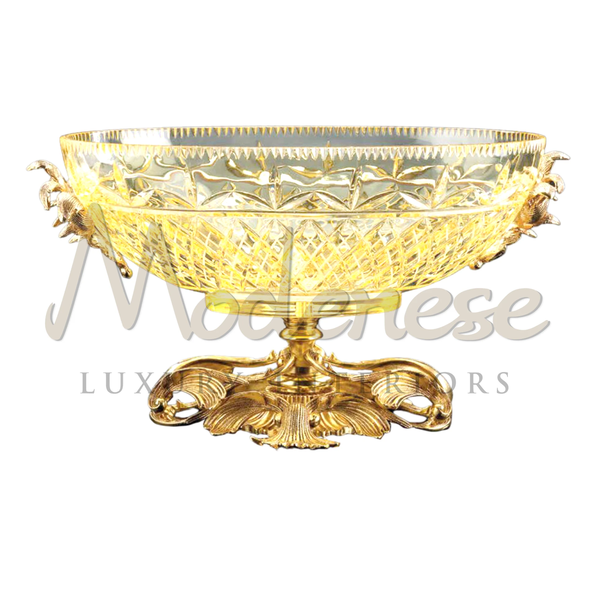 Classical Light Yellow Glass Bowl, versatile for serving or decoration, adds timeless elegance and sophistication to luxury and classic interior designs.