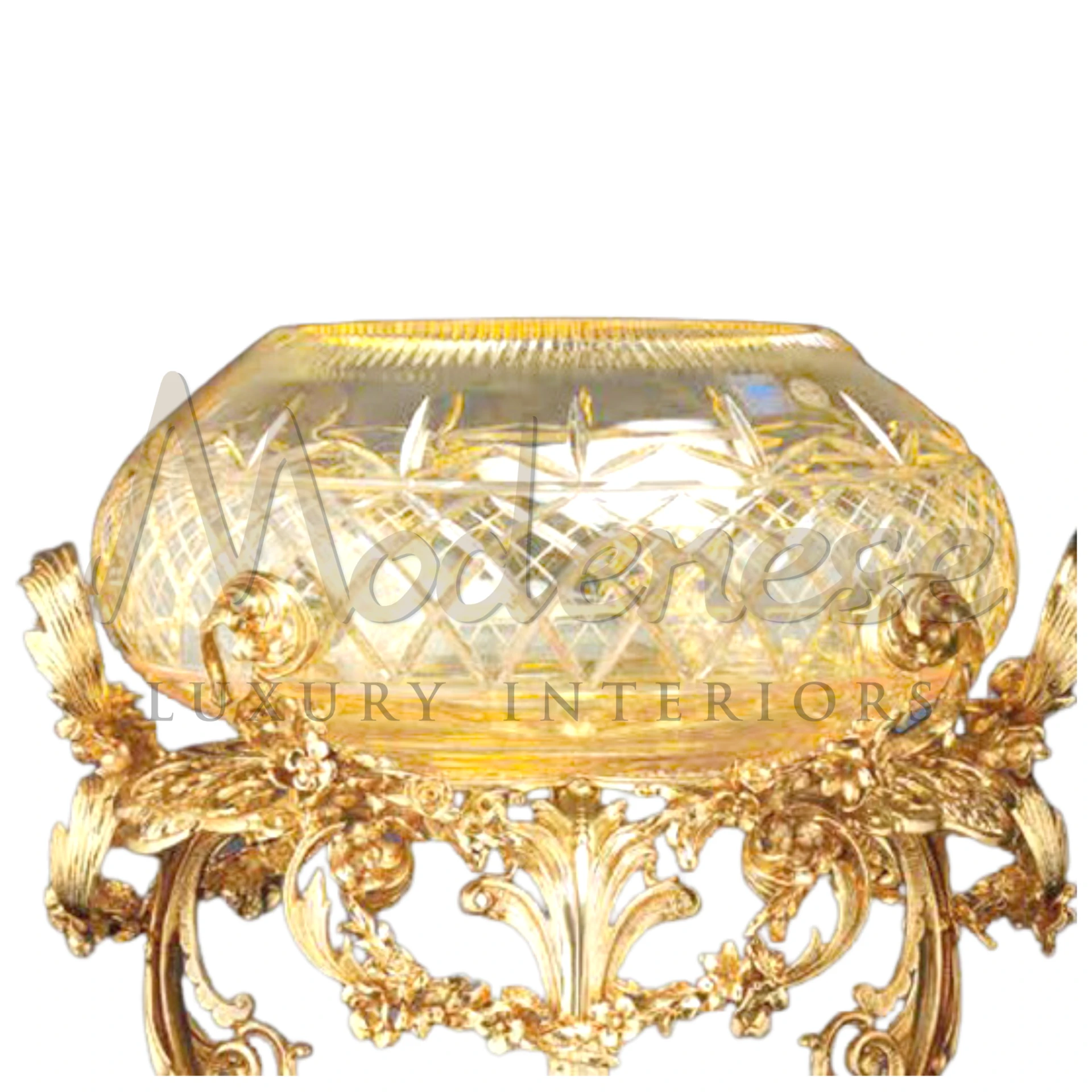 Luxury Light Yellow Bowl from Modenese Furniture, a premium-quality crystal piece, epitomizes elegance and sophistication in luxury interior design.