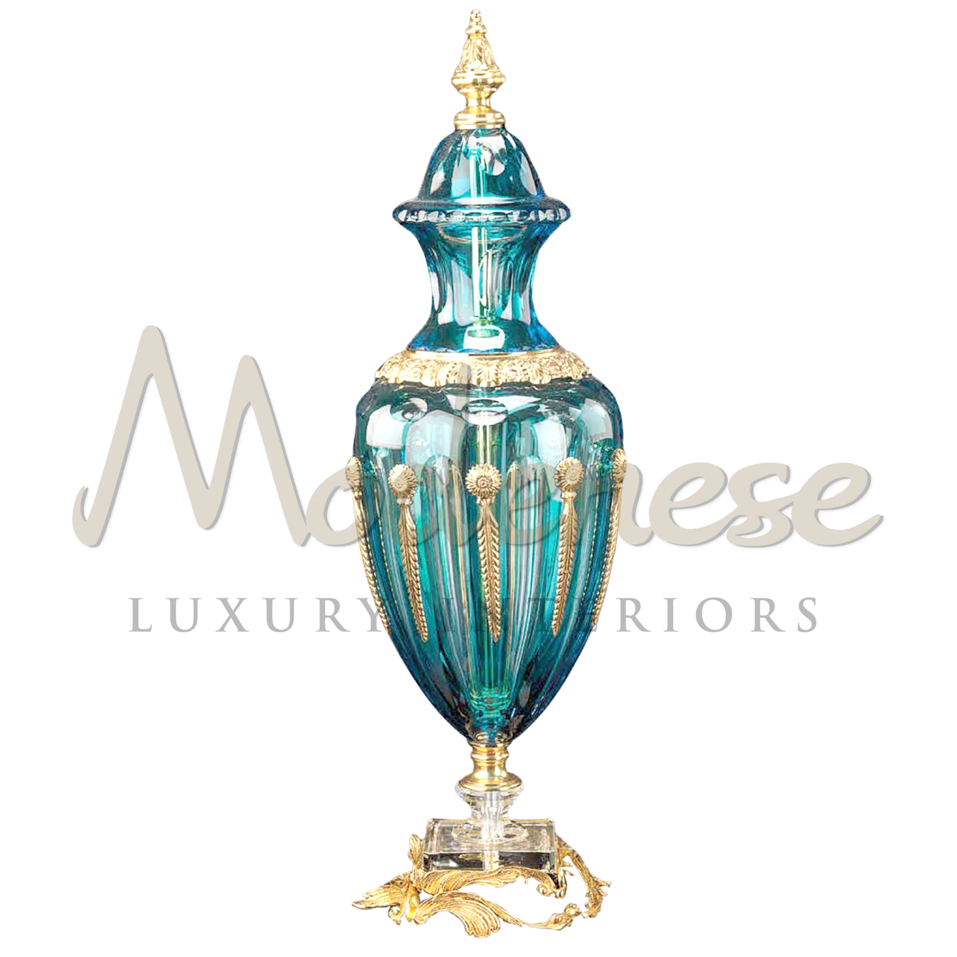 Classical Luxury Turquoise Amphora, in the style of ancient Greek or Roman art, showcases intricate designs and artisan craftsmanship for luxurious interiors.






