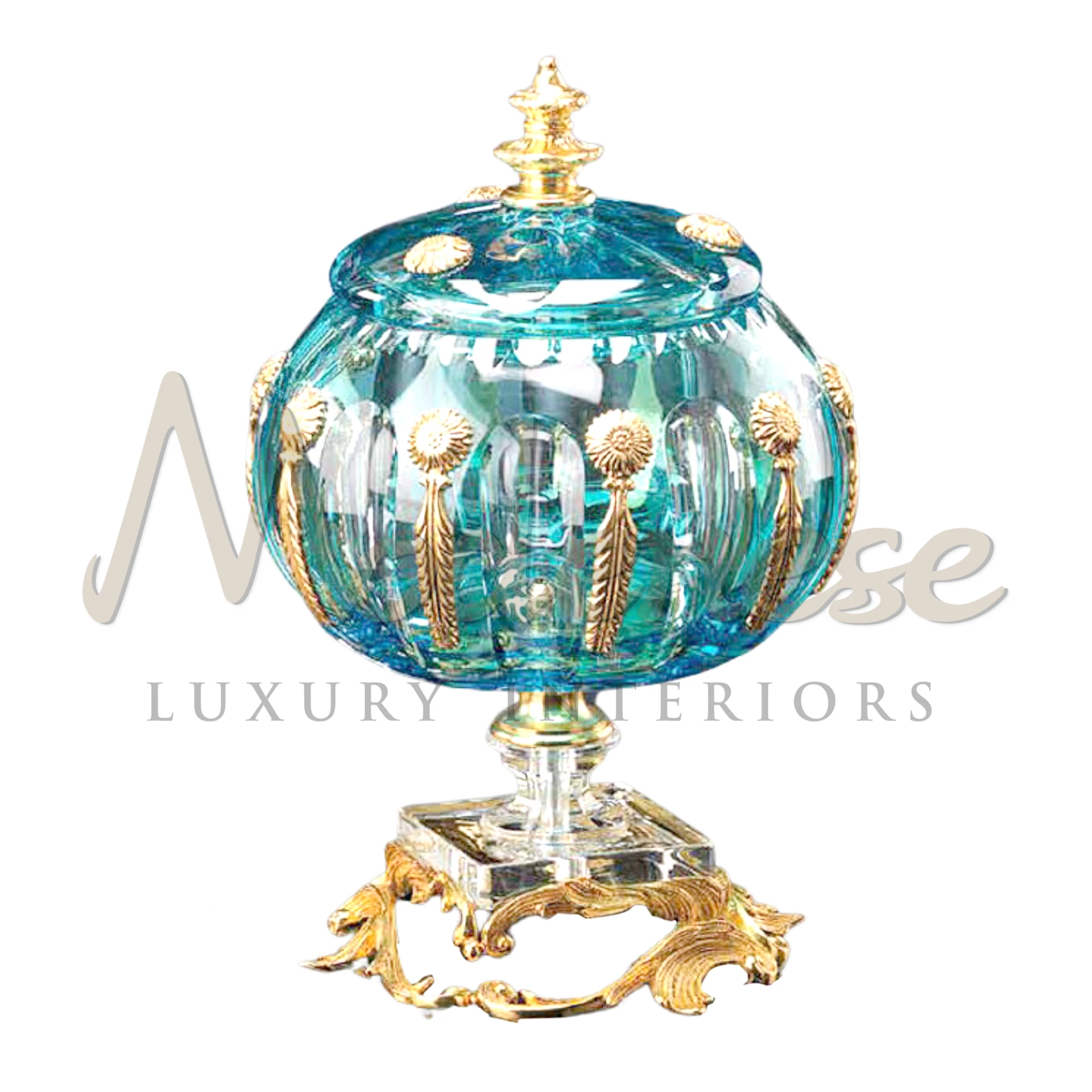 Gorgeous Classical Turquoise Bowl, made from fine porcelain, glass, or crystal, featuring intricate designs, perfect for enhancing luxury and classic interiors.