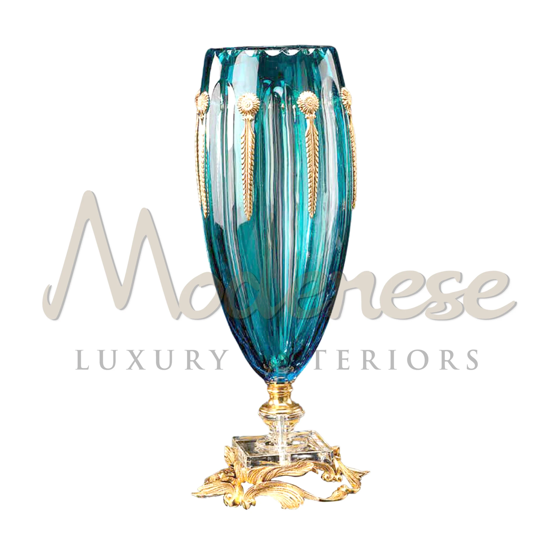 Classical Tall Turquoise Vase, luxurious and slender with intricate designs, embodies graceful classical style for sophisticated luxury interiors.






