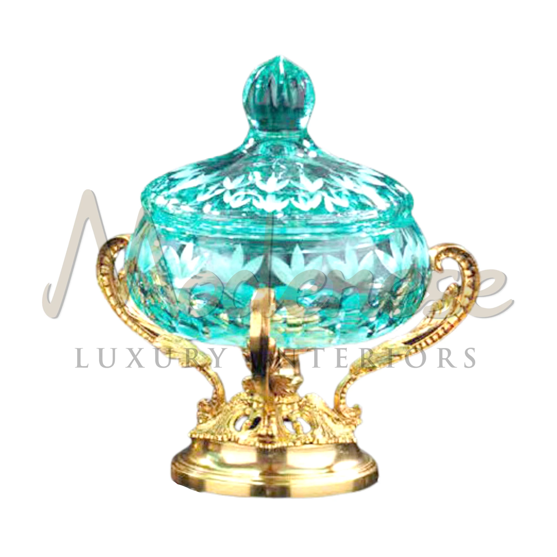 Elegant Turquoise Bowl, crafted with intricate designs in fine materials, showcases refined elegance for sophisticated luxury interior designs.