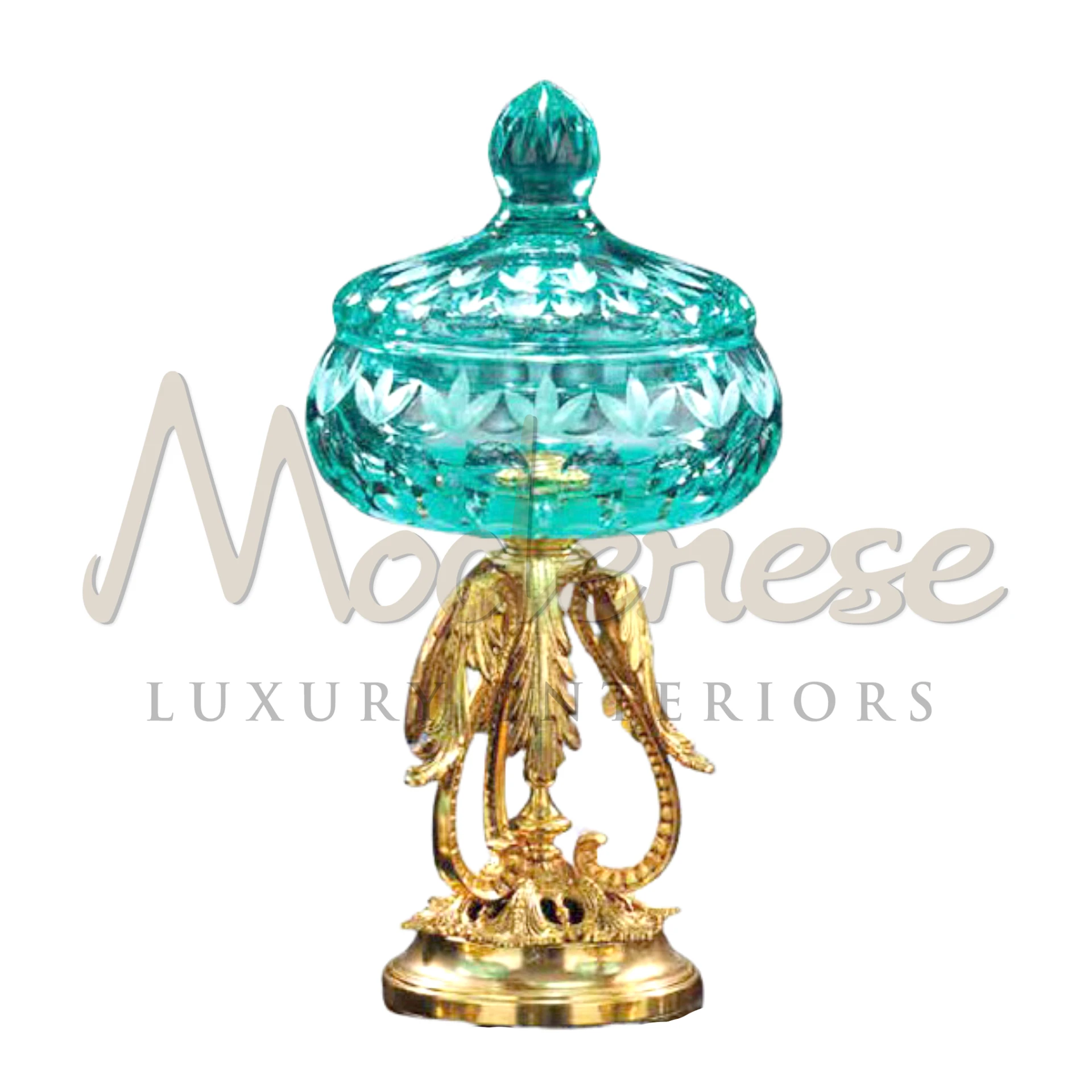 Victorian Pedestal Turquoise Bowl, showcasing luxurious fine porcelain, glass, or crystal with intricate designs, perfect for elegant and classic interiors.