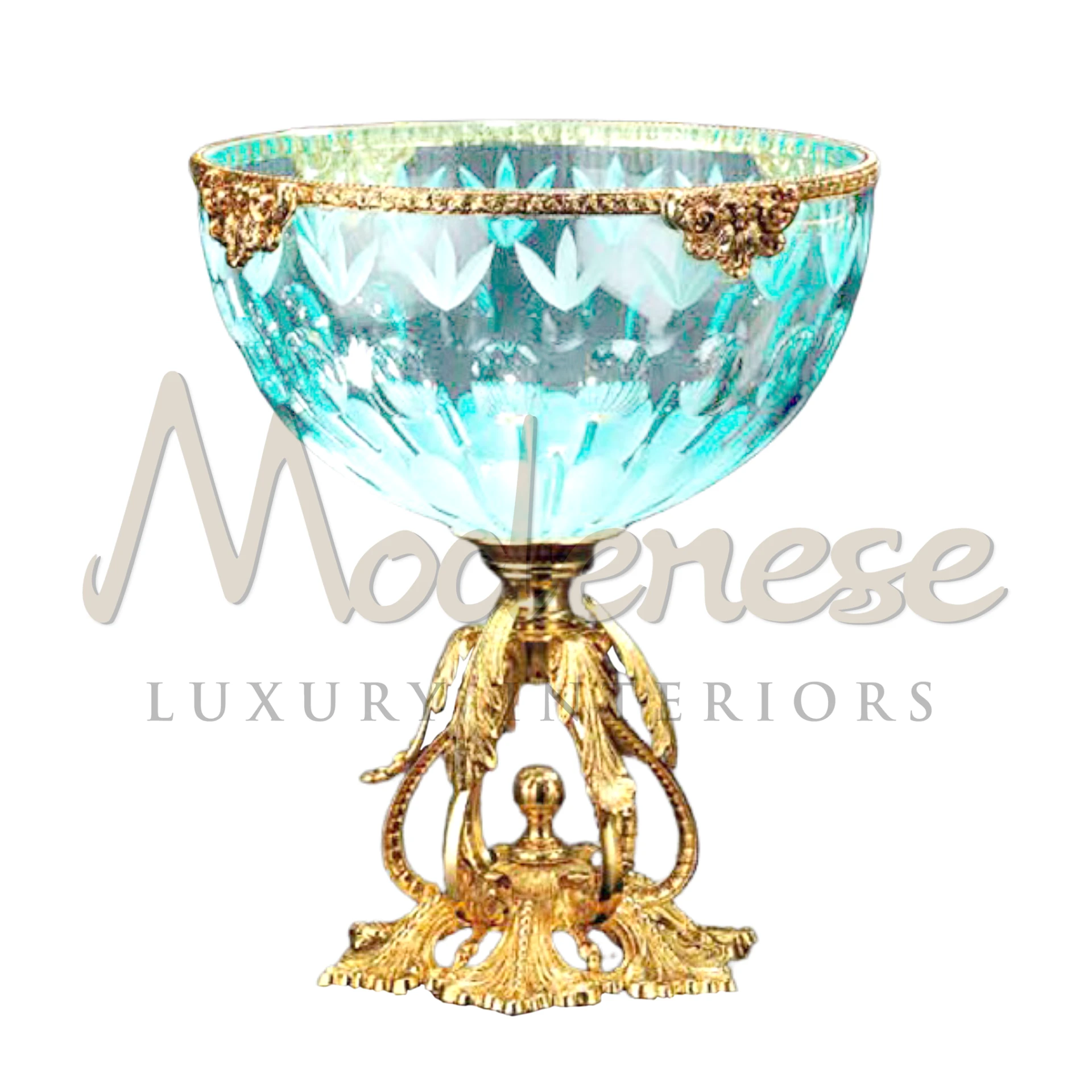 Gorgeous Luxury Turquoise Bowl in elegant baroque or classic style, ideal for interior design, luxury vases, and stunning centerpieces in upscale interiors.






