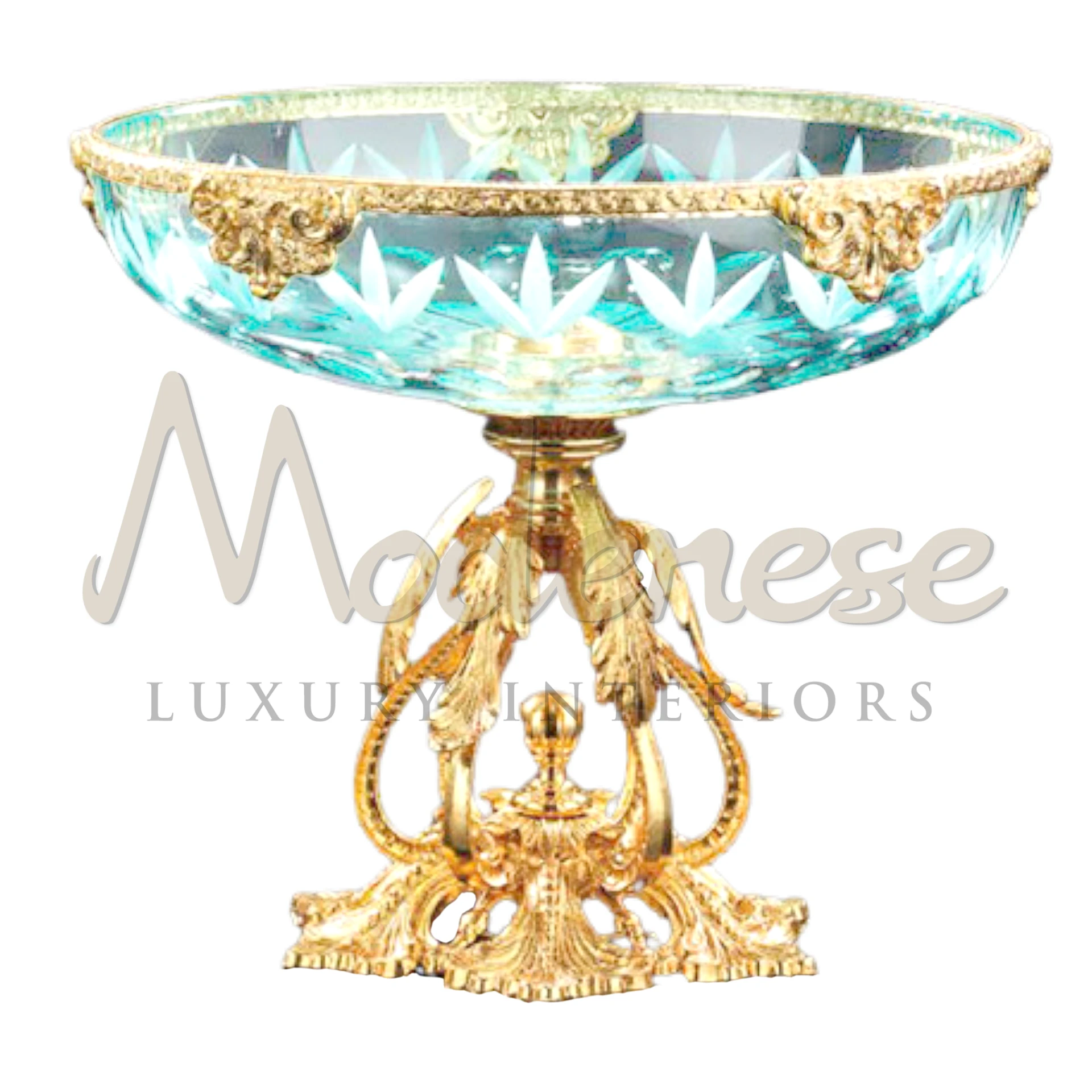 Elegant Classical Pedestal Turquoise Bowl, ideal for luxury vase collectors and interior designers, melding classic and baroque styles in high-end interiors.






