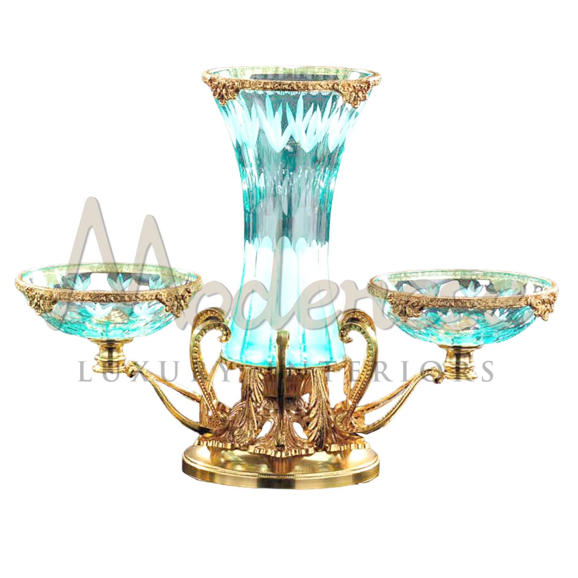 Luxury Turquoise Vase in fine porcelain or glass, perfect for interior designers and luxury interiors, showcasing baroque and classic style elegance.






