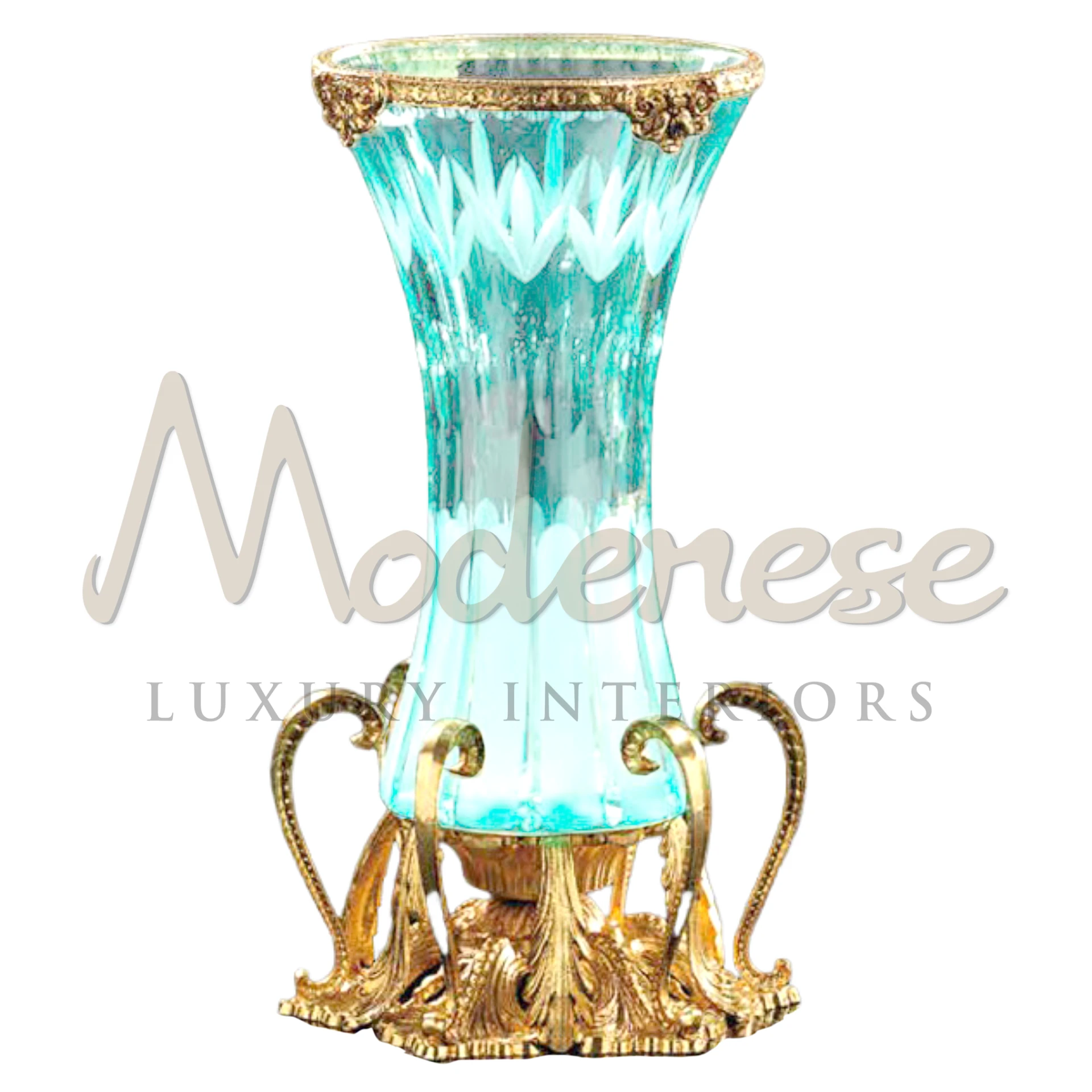 Royal Tall Turquoise Vase, a luxurious and elegant piece for sophisticated interior design, blending classic and baroque styles in fine porcelain or glass.



