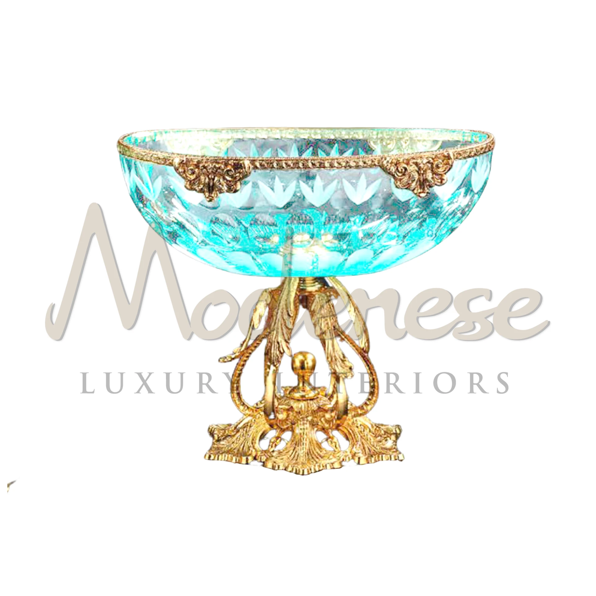 Elegant Rococo Turquoise Bowl, perfect for luxury interiors, combining baroque and classic styles, ideal as a vase or centerpiece in lavish spaces.






