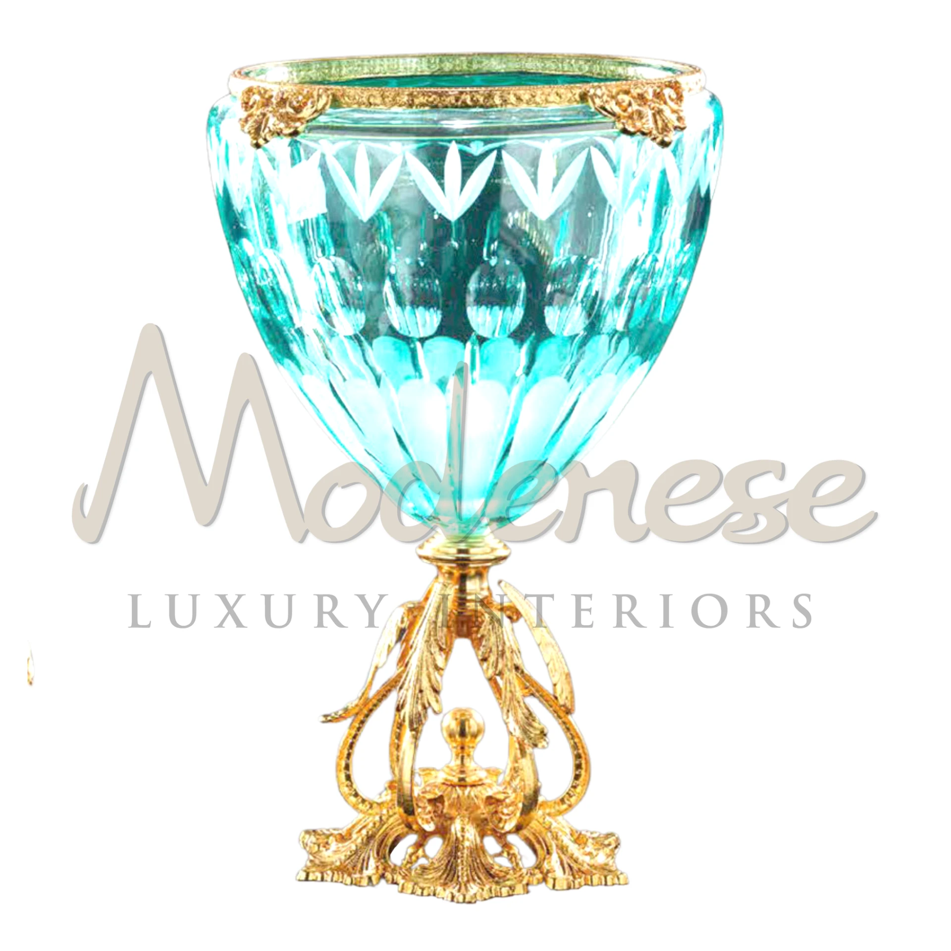 Classical Turquoise Glass Vase, a timeless piece with Greek, Roman, Baroque, or Rococo motifs, perfect for adding historical elegance to luxury interiors.






