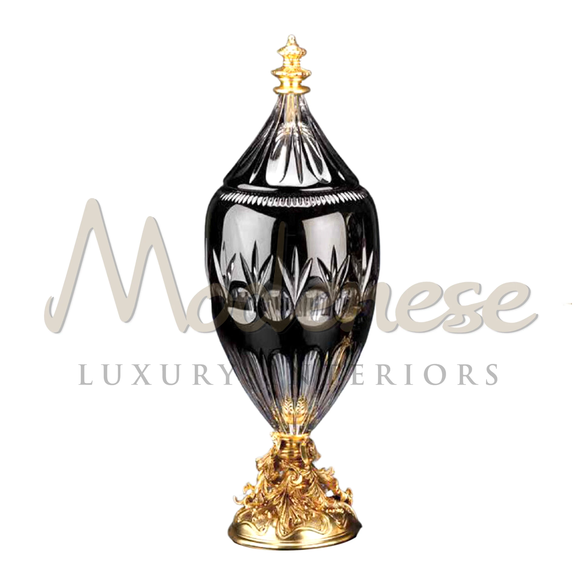 Classical Black Glass Amphora, a finely-crafted piece by Modenese Furniture, perfect for adding timeless elegance and luxury to any interior design ensemble.







