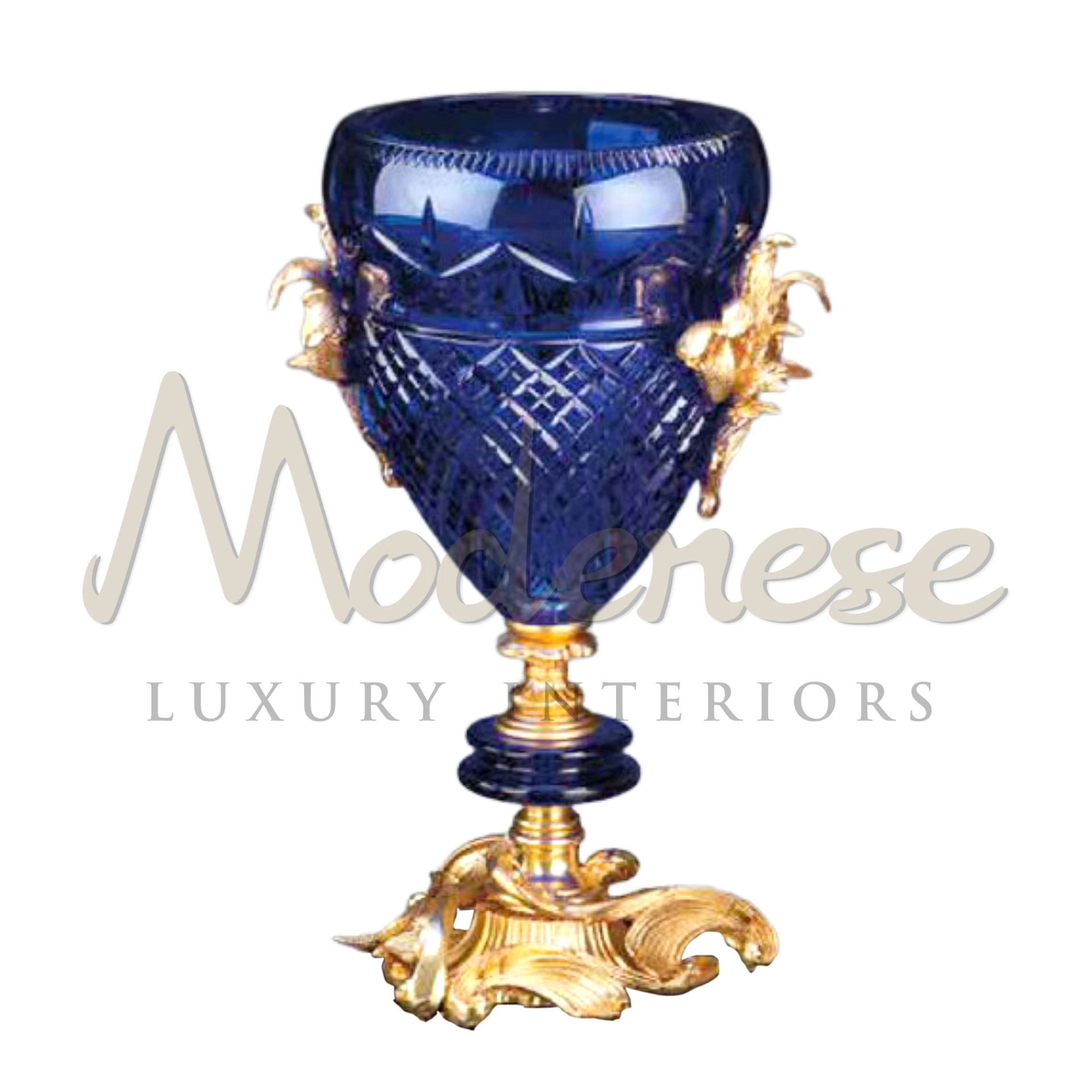 Classical Blue Glass Vase, embodying serene elegance in a timeless design, ideal for adding a tranquil touch to any luxury interior with a traditional or classic style.






