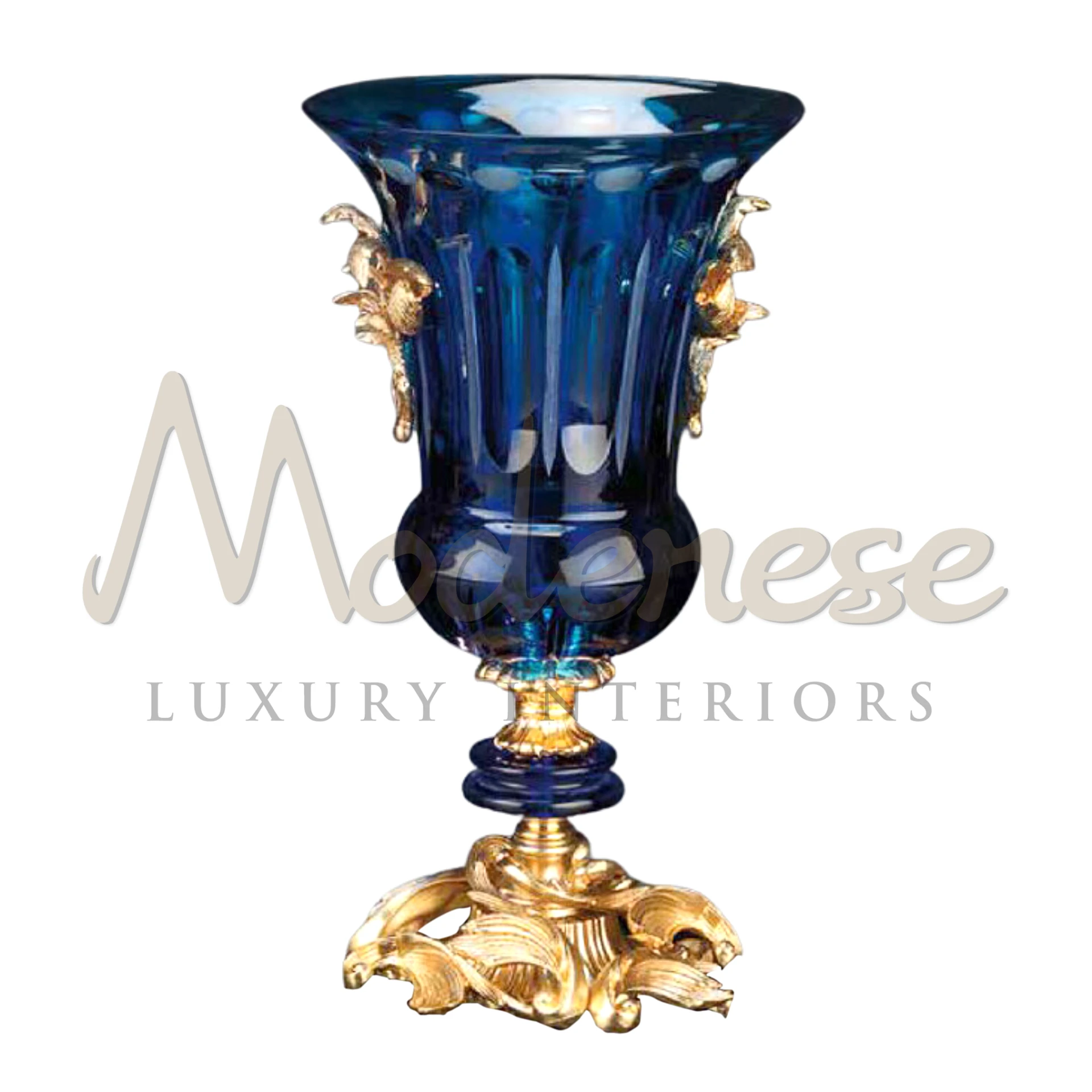 Stylish Royal Blue Vase in glass or ceramic, radiating sophistication and elegance, a bold and captivating decor choice for luxury interior design enthusiasts.






