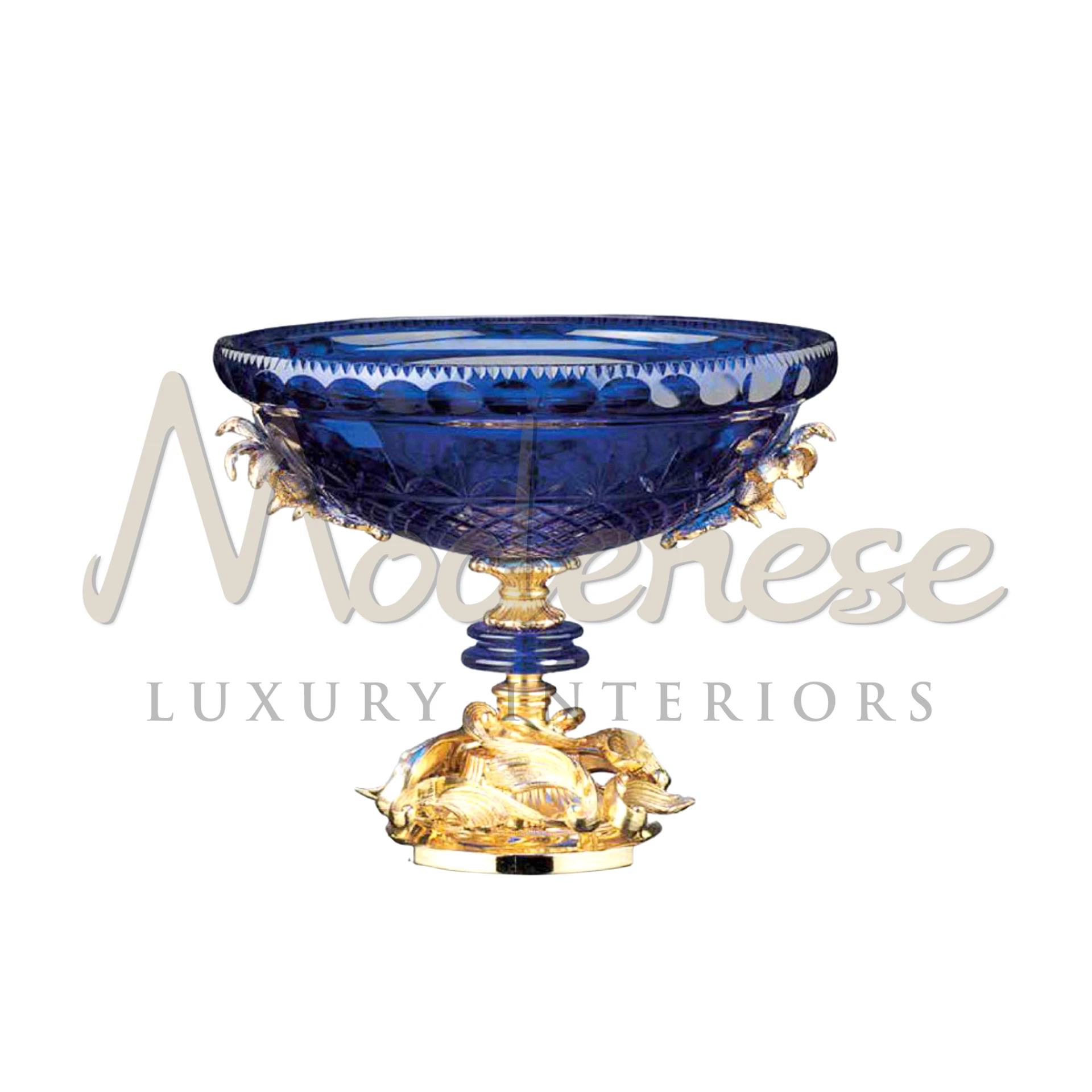Imperial Blue Glass Bowl, an elegant addition to home decor, perfect for serving or as a stunning decorative piece.