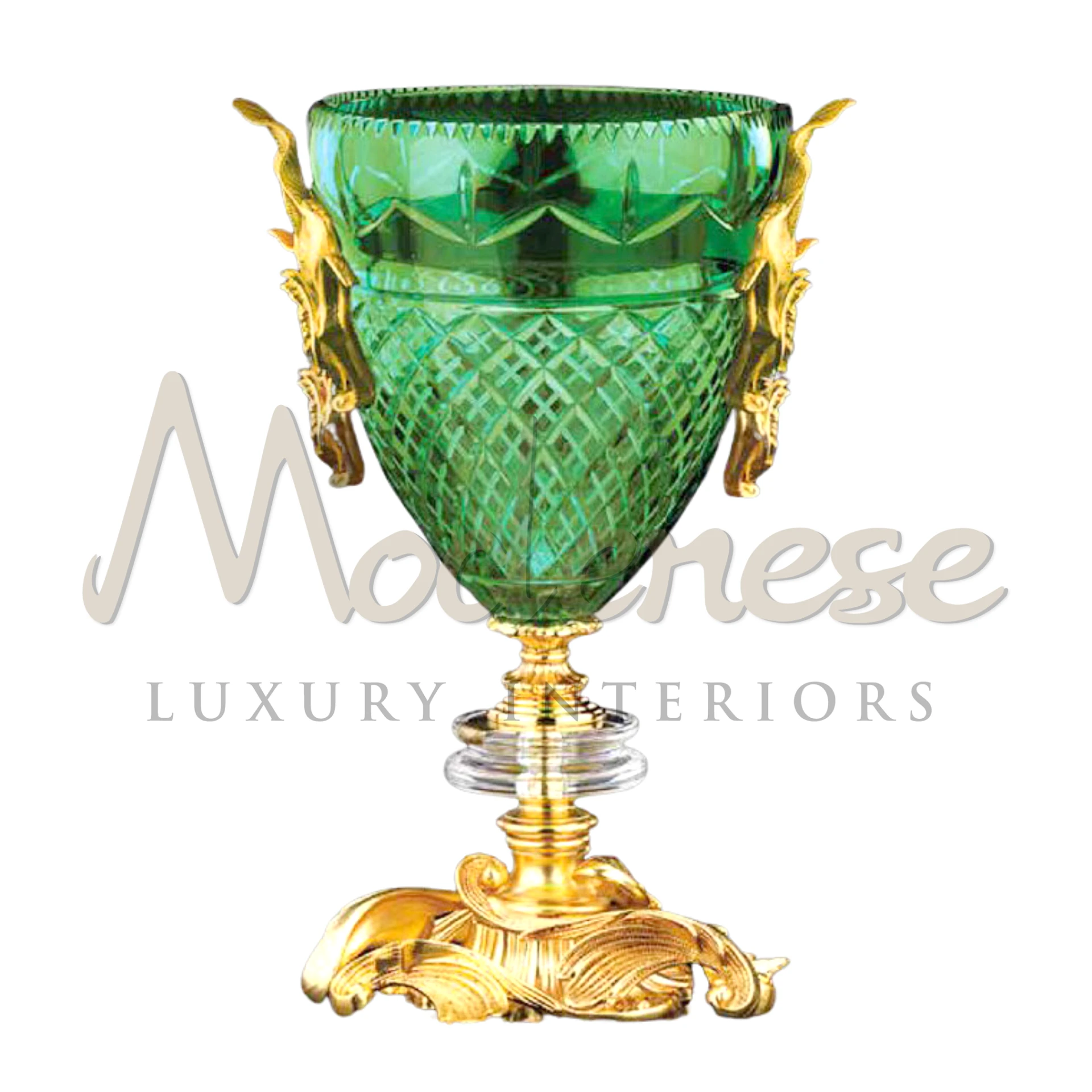 Elegant Imperial Green Glass Vase - Perfect decor accent for luxury interiors.