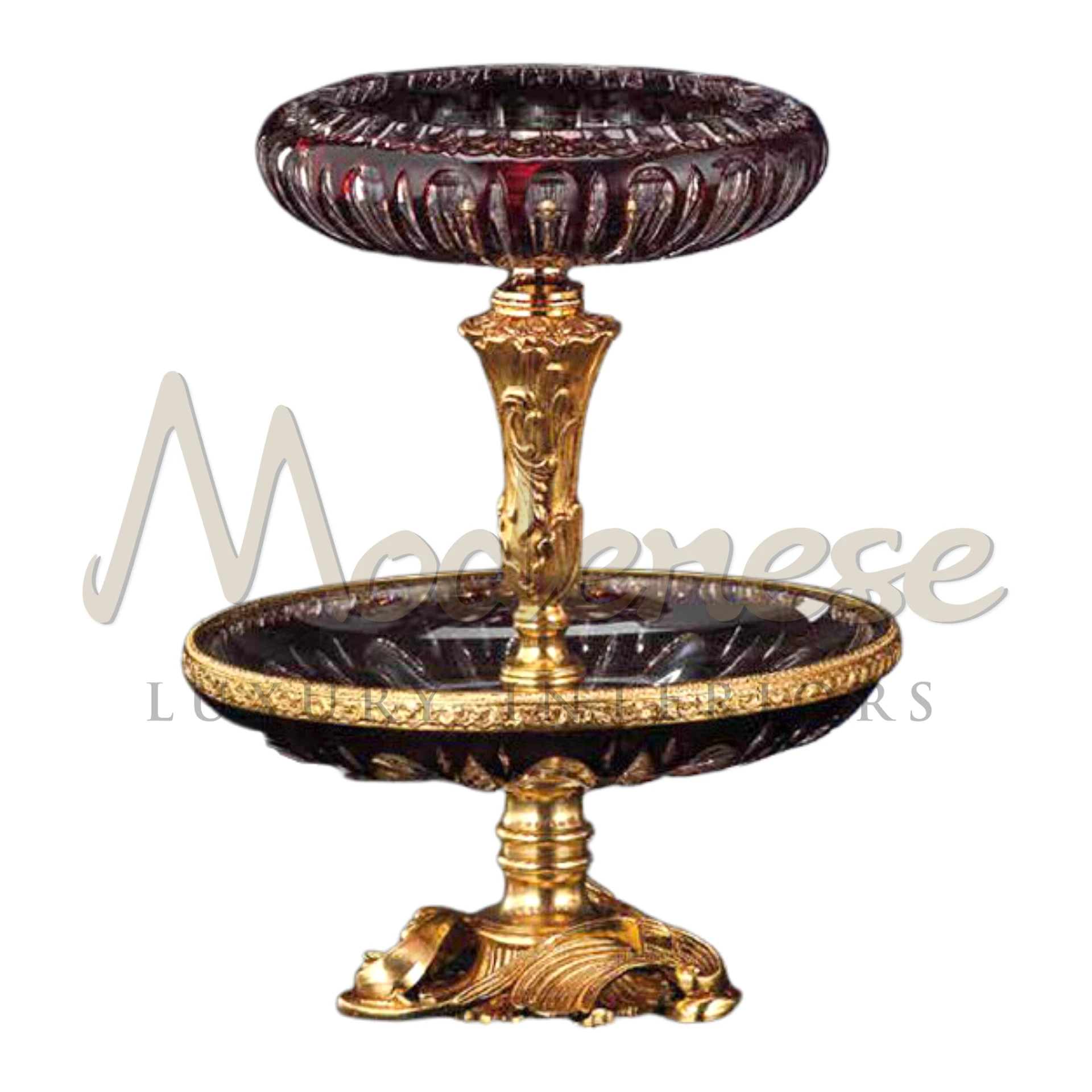 Classical Double Deck Pedestal Bowl, ideal for luxury interiors, serves dual purposes with its two-tier design for candies or as a decorative centerpiece.






