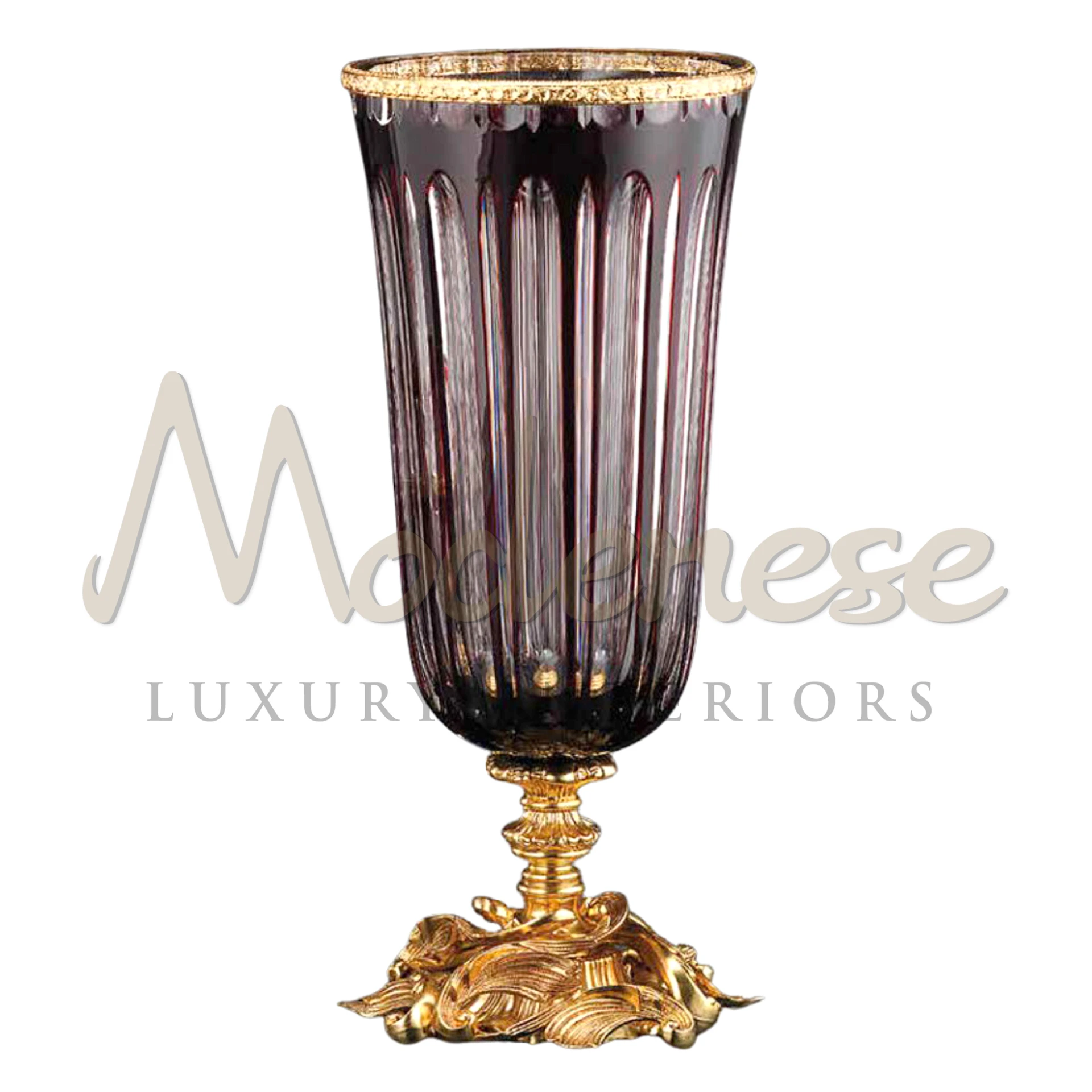 Roccoco Dark Glass Vase, blending 18th-century Rococo elegance with modern luxury, crafted from high-quality glass for a dramatic interior design statement.