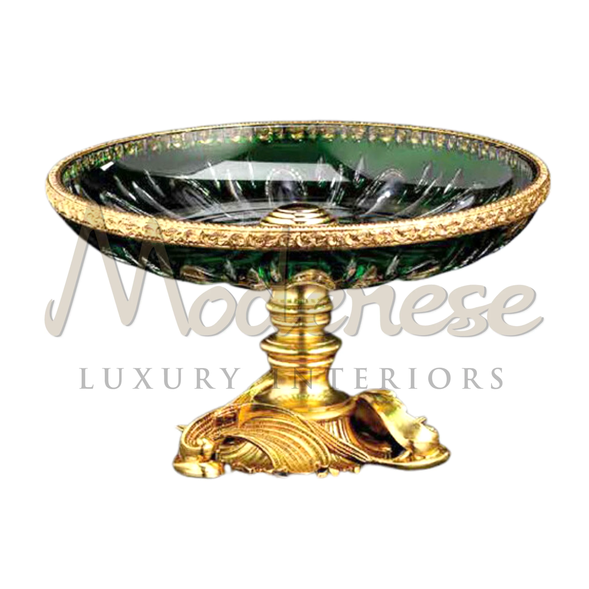 Traditional Green Glass Bowl in a classic design, crafted with high-quality glass, perfect for adding elegance and a timeless look to luxury interior settings.






