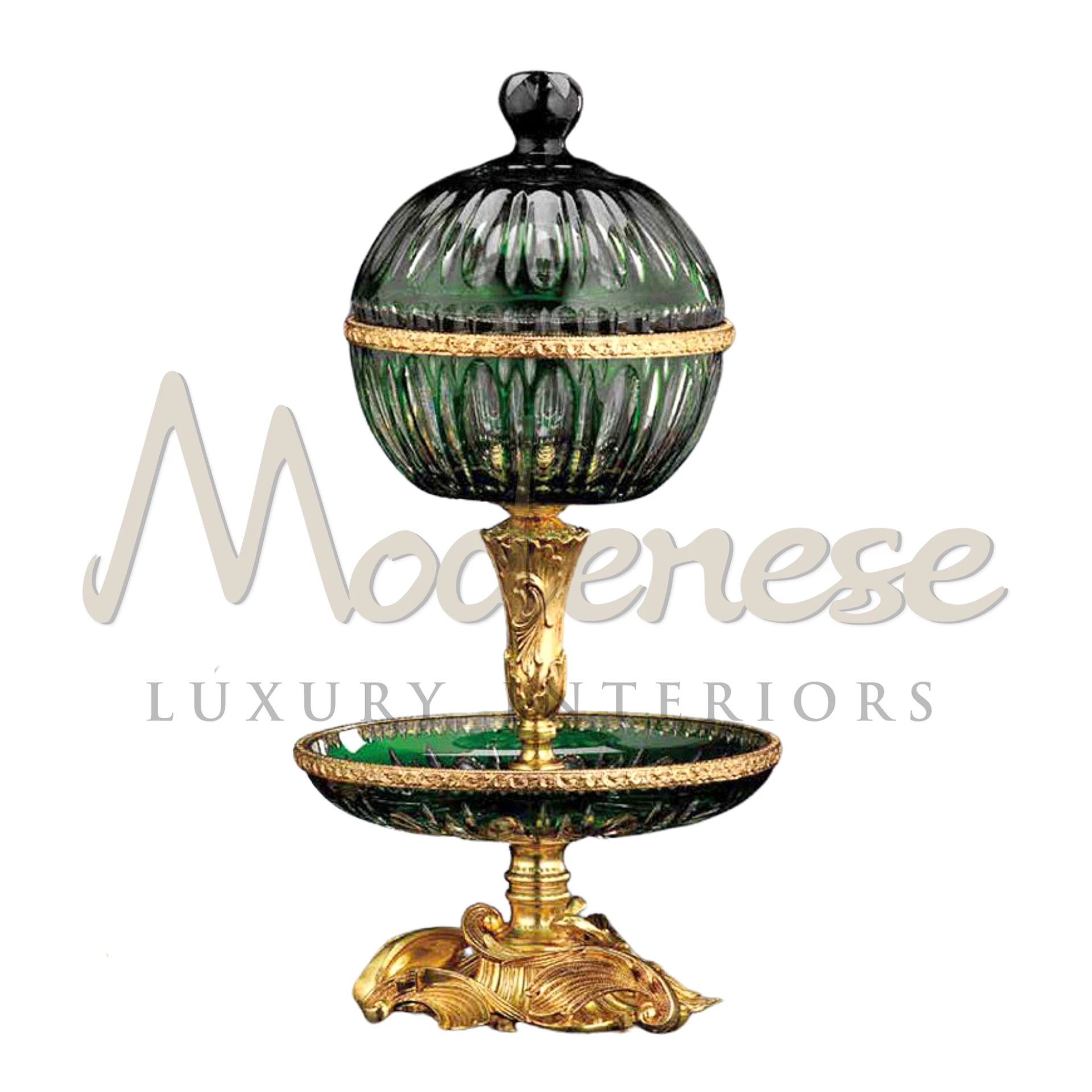 Imperial Double Deck Green Glass Bowl, crafted with elegance, featuring a unique two-tier design in a rich green color.