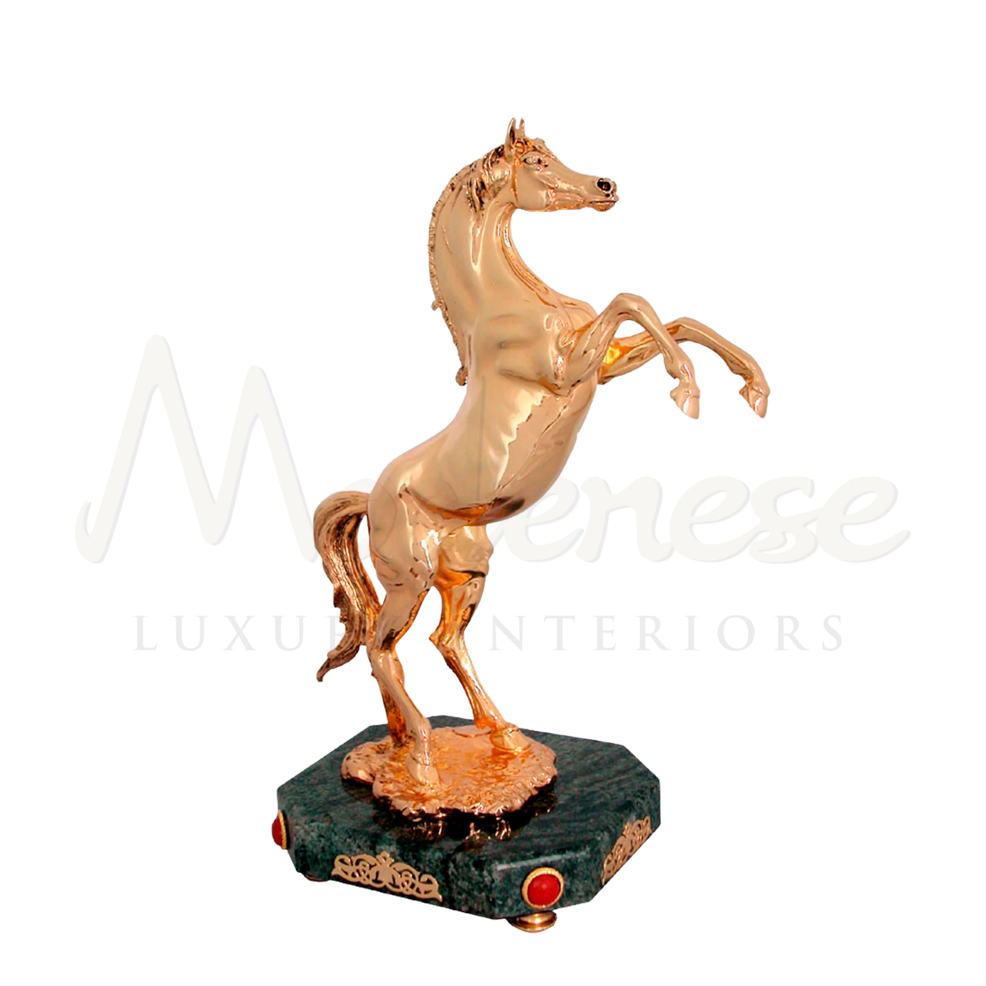 Classic Italian Design Rearing Horse, a statement of luxury and strength, adorned with gold or silver leaf, ideal for sophisticated home décor and art enthusiasts.