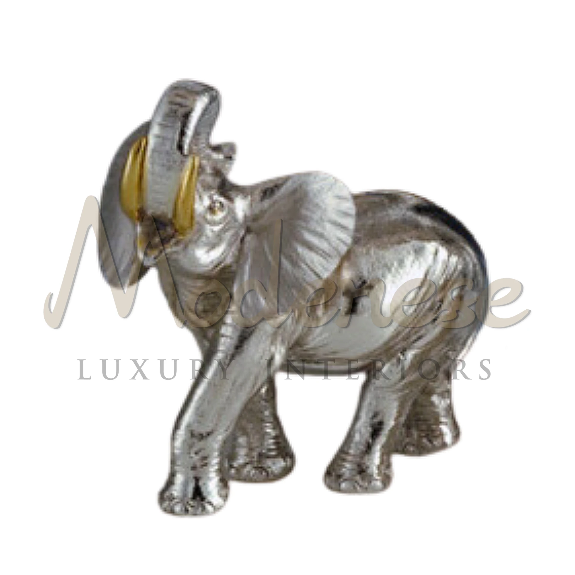 Elegant Silver Elephant statue, a masterpiece of craftsmanship, adding grace and elegance to any decor.