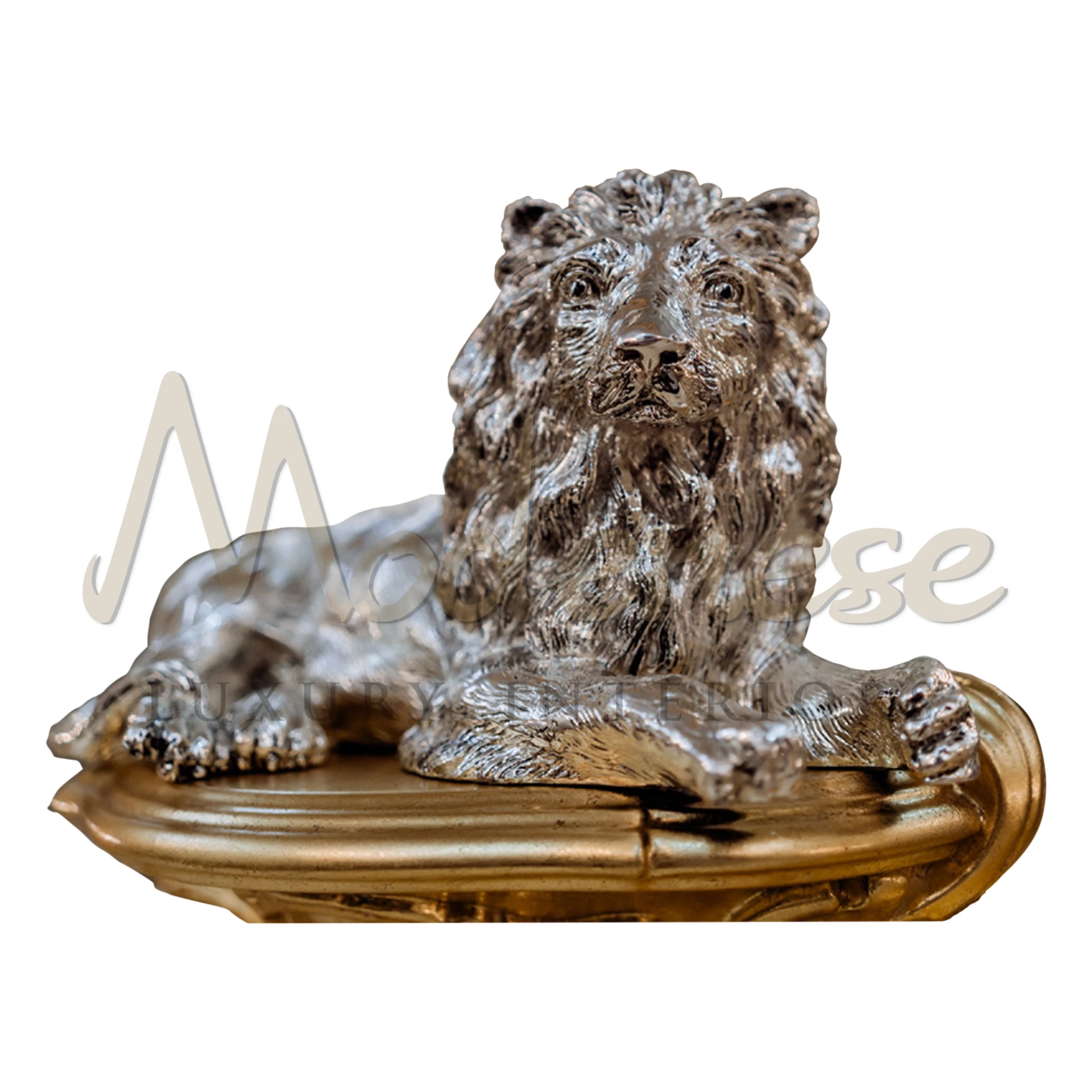 Majestic Imperial Lion statue, symbolizing strength and grandeur, meticulously crafted with intricate details, perfect for luxurious home decor.