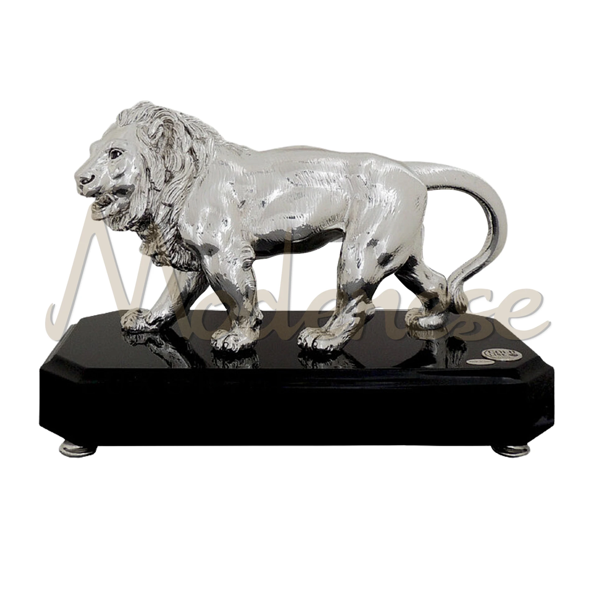 Gorgeous Silver Lion Decor: Exudes majestic allure, perfect for luxurious interior decor enthusiasts.