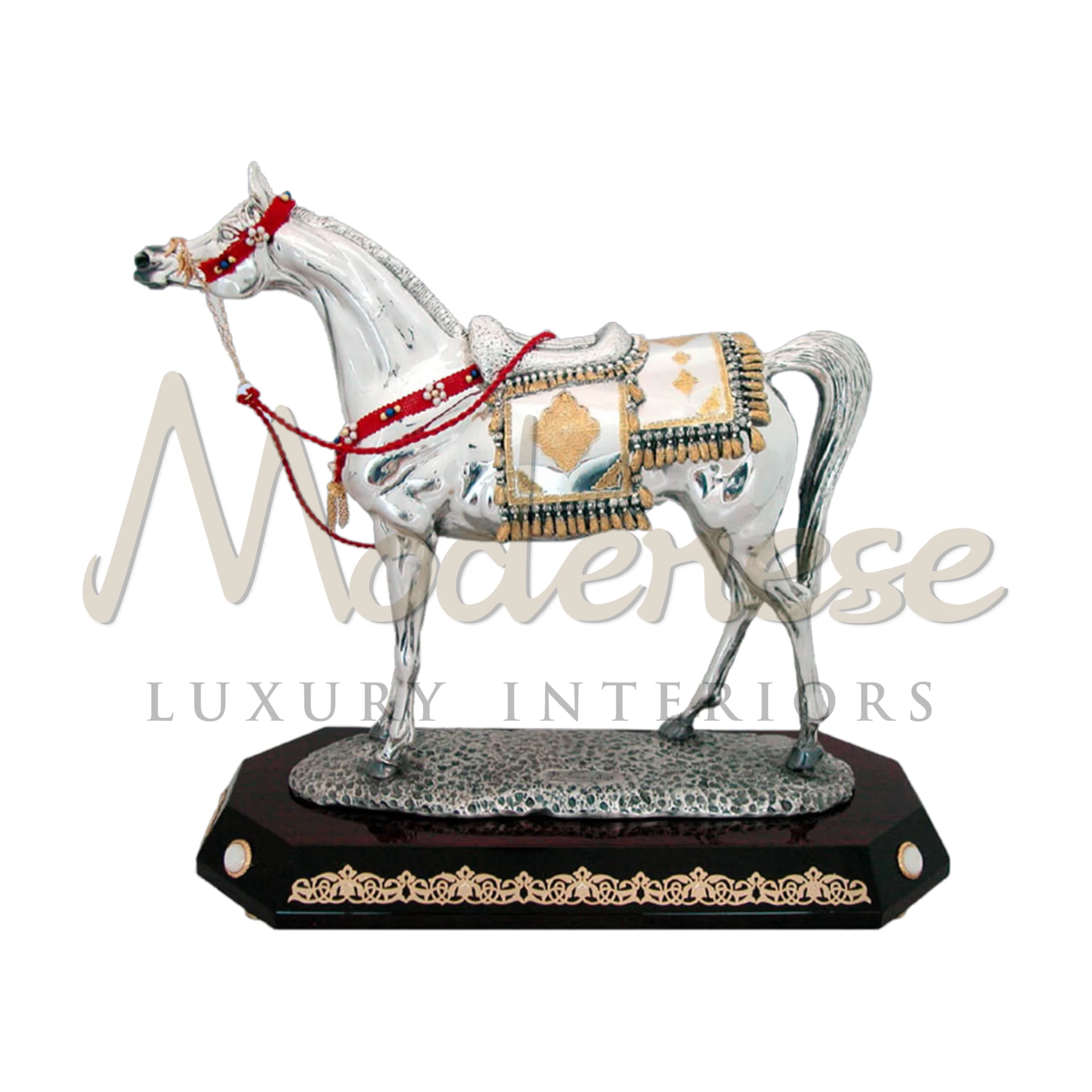 Designer Horse statuette in dynamic poses, showcasing intricate craftsmanship, ideal for enhancing luxury interior décor with a touch of elegance.