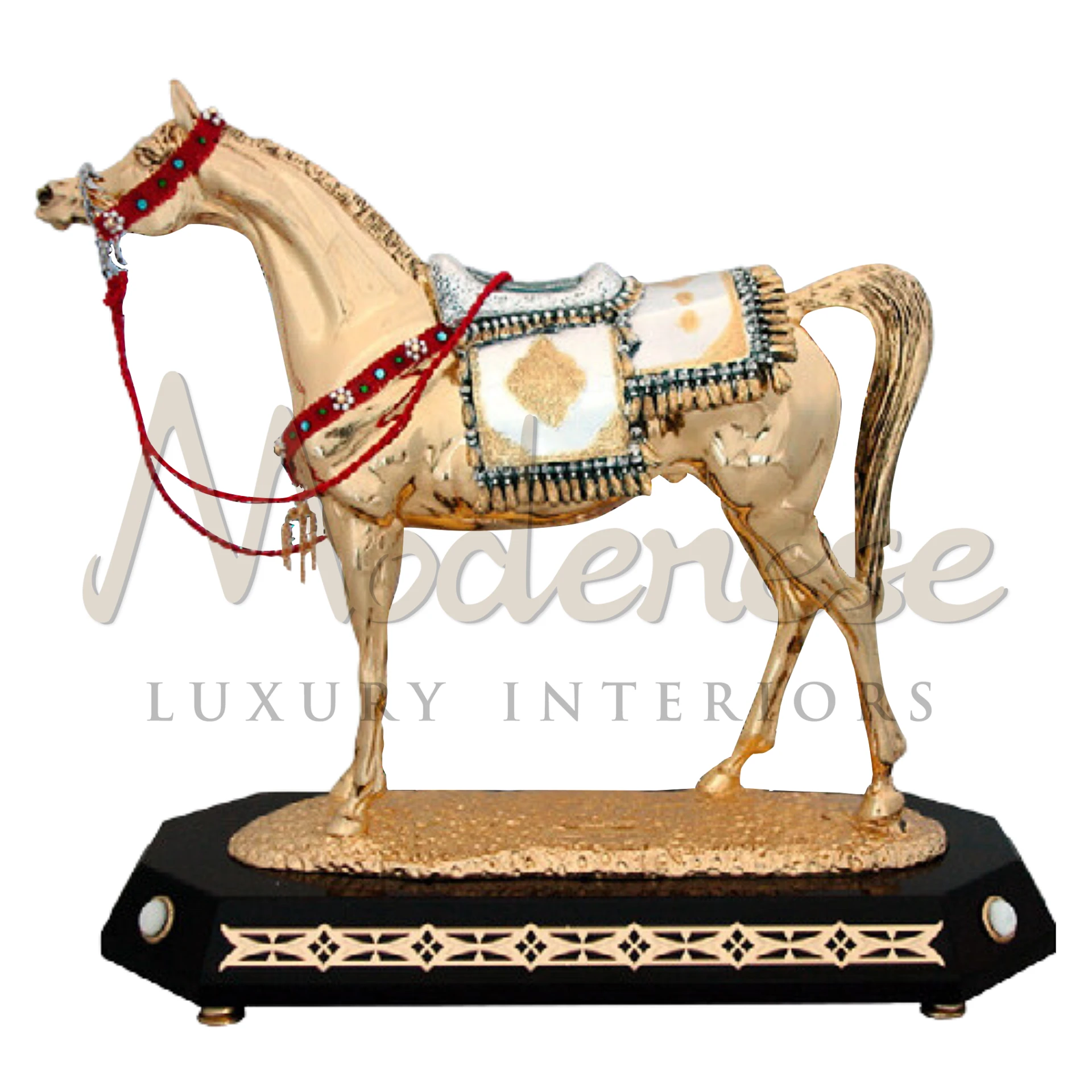Stylish Horse statuette in sleek, modern design, crafted from materials like metal or ceramic, ideal for contemporary luxury interior and home décor.