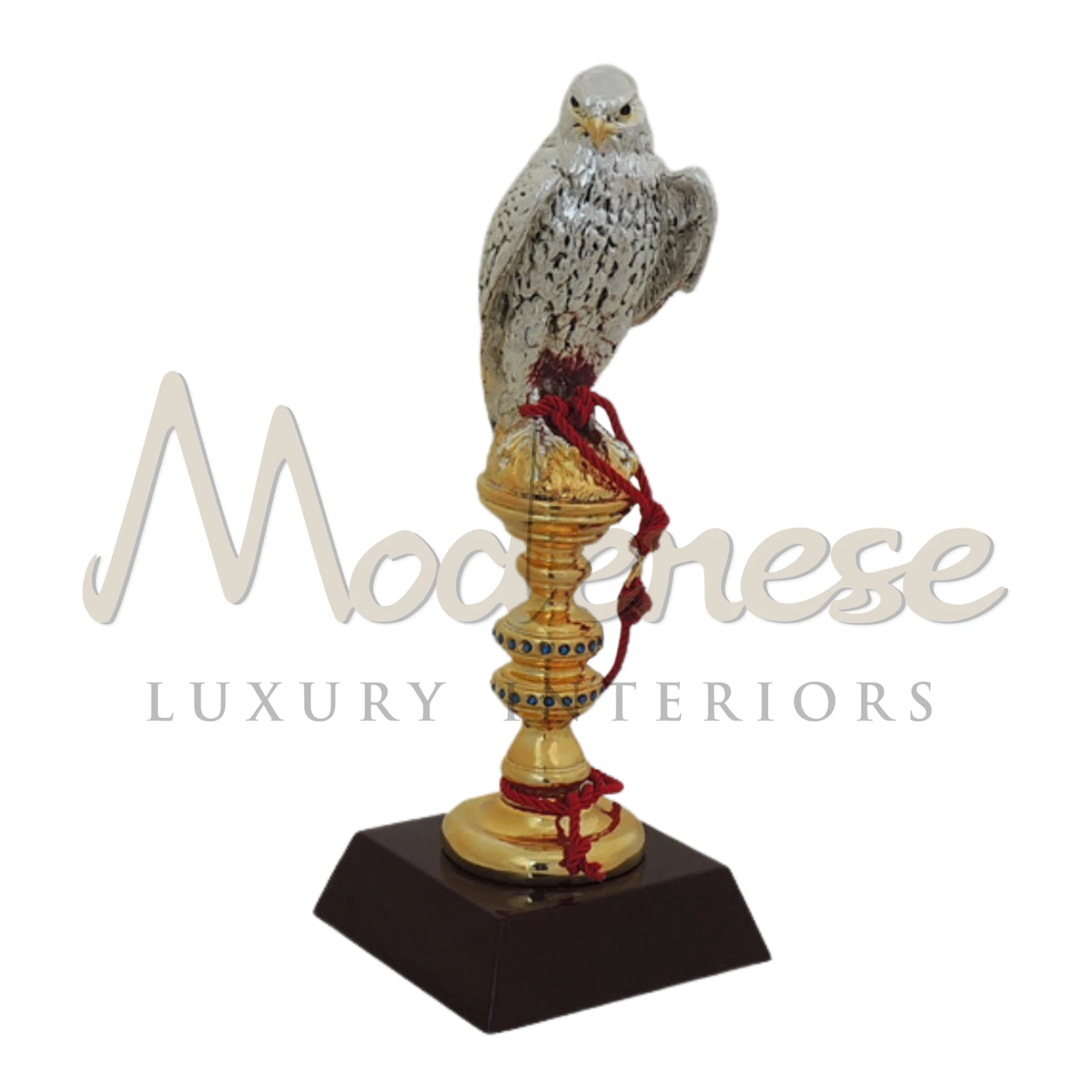 Luxury Silver Falcon statuette in dynamic or regal pose, embodying elegance for sophisticated luxury home décor.